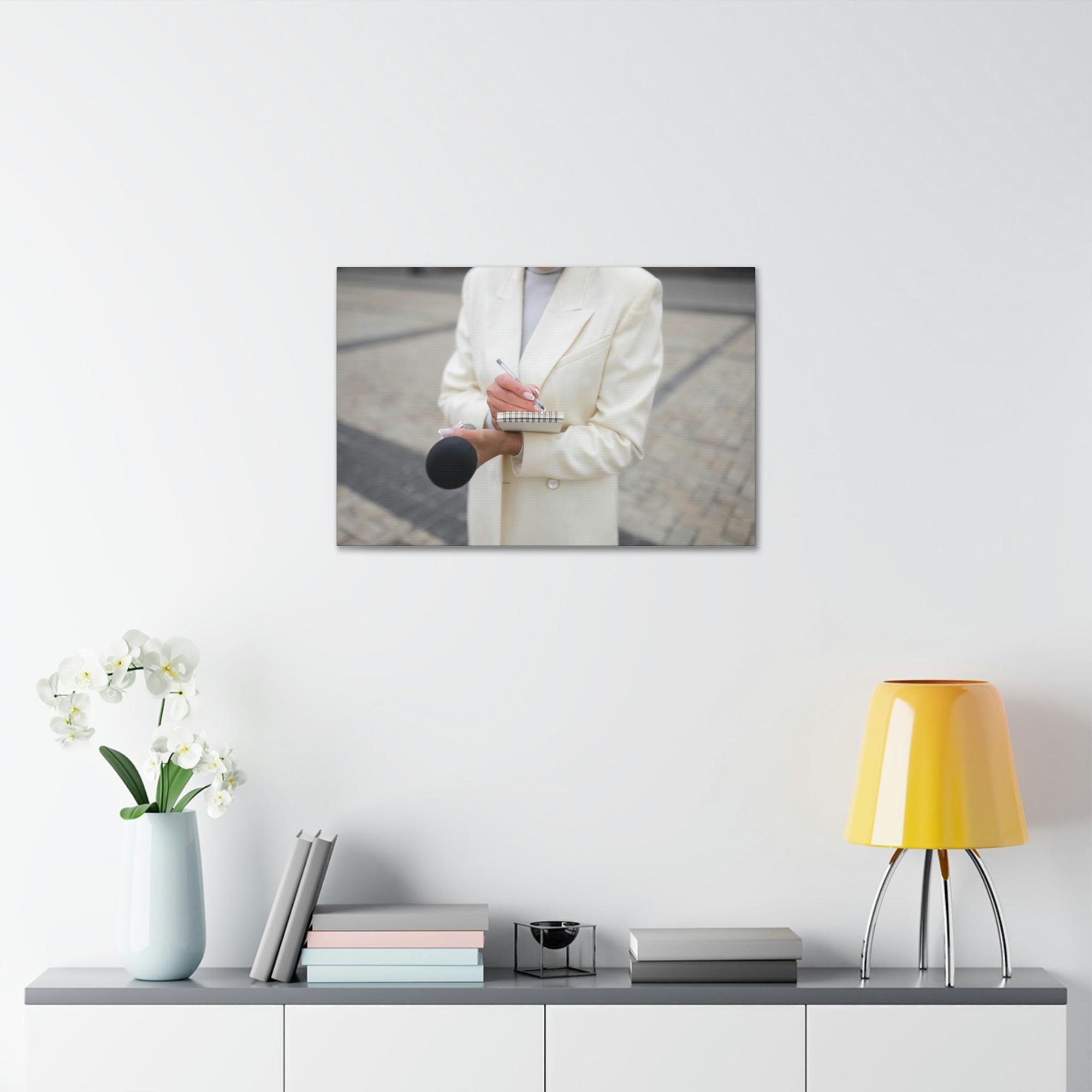 undefined Chroniclers of History: Framed Canvas Art with Images of Journalists Covering Major Events