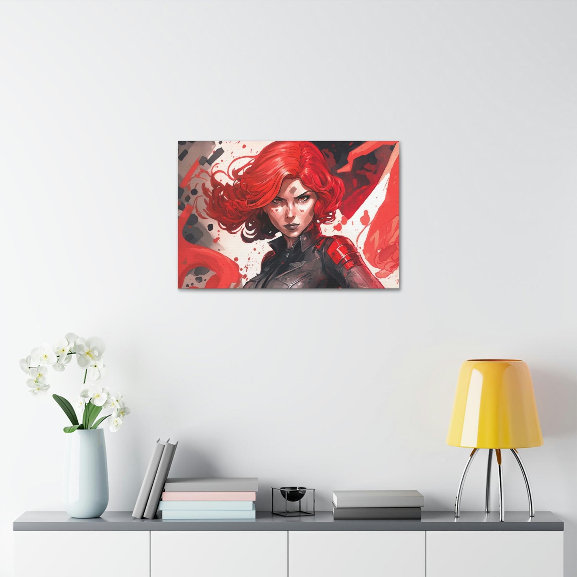 Black Widow Deadly Beauty: Natural Canvas and Framed Poster with Black Widow Art