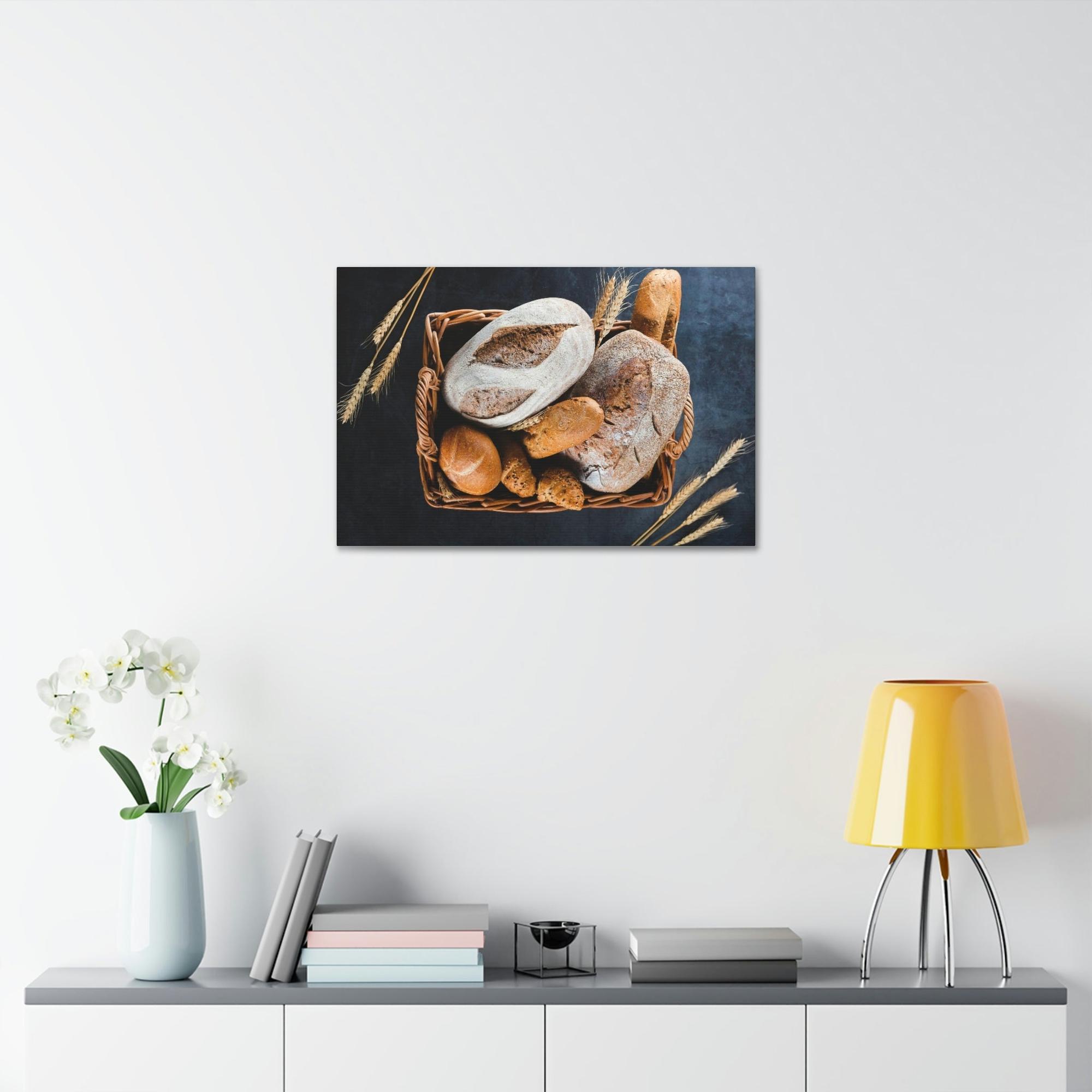 Bread Rustic Bakery Delight: Natural Canvas and Poster with Freshly Baked Bread Art