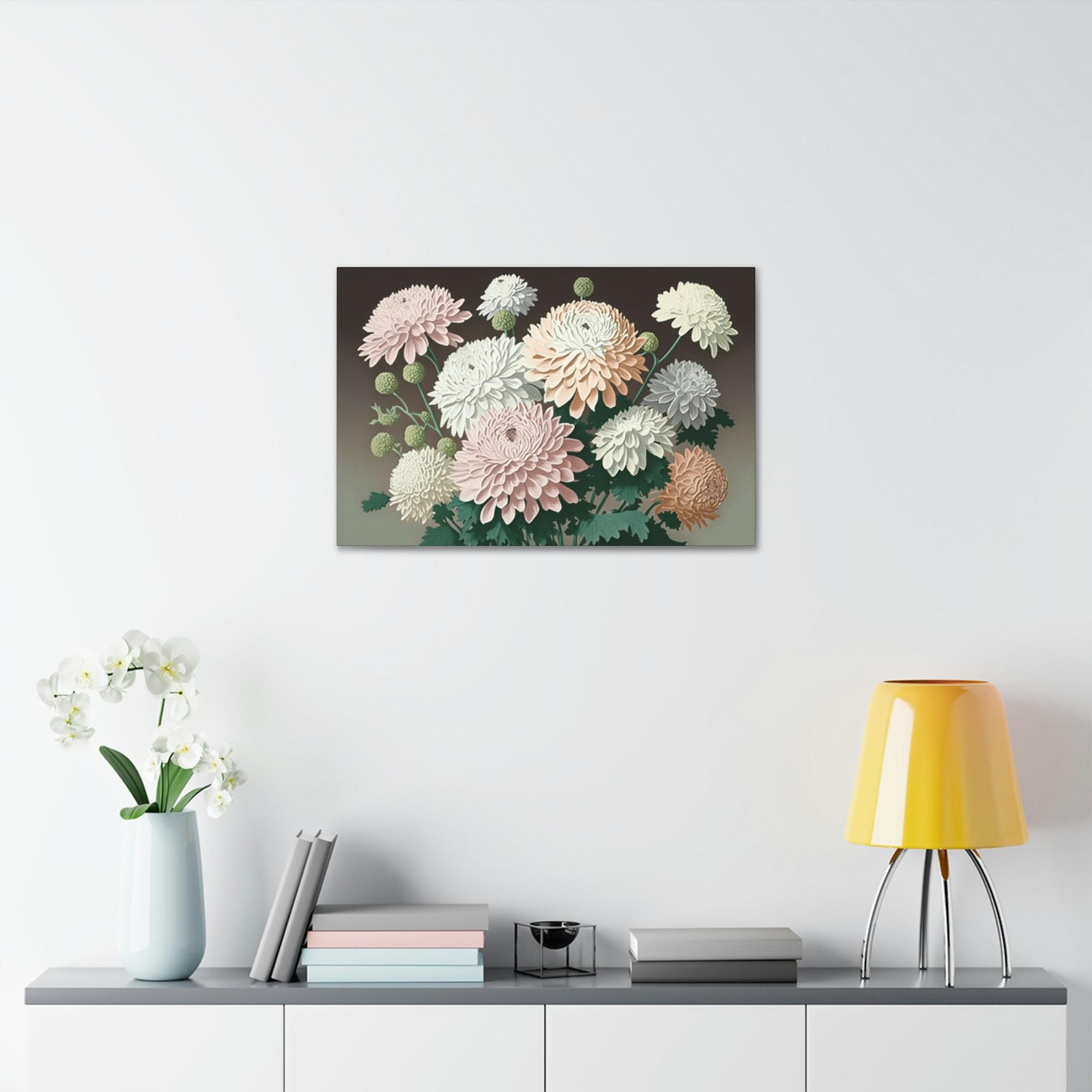 Chrysanthemums Chrysanthemum Dreams: Framed Poster with Serene Floral Imagery