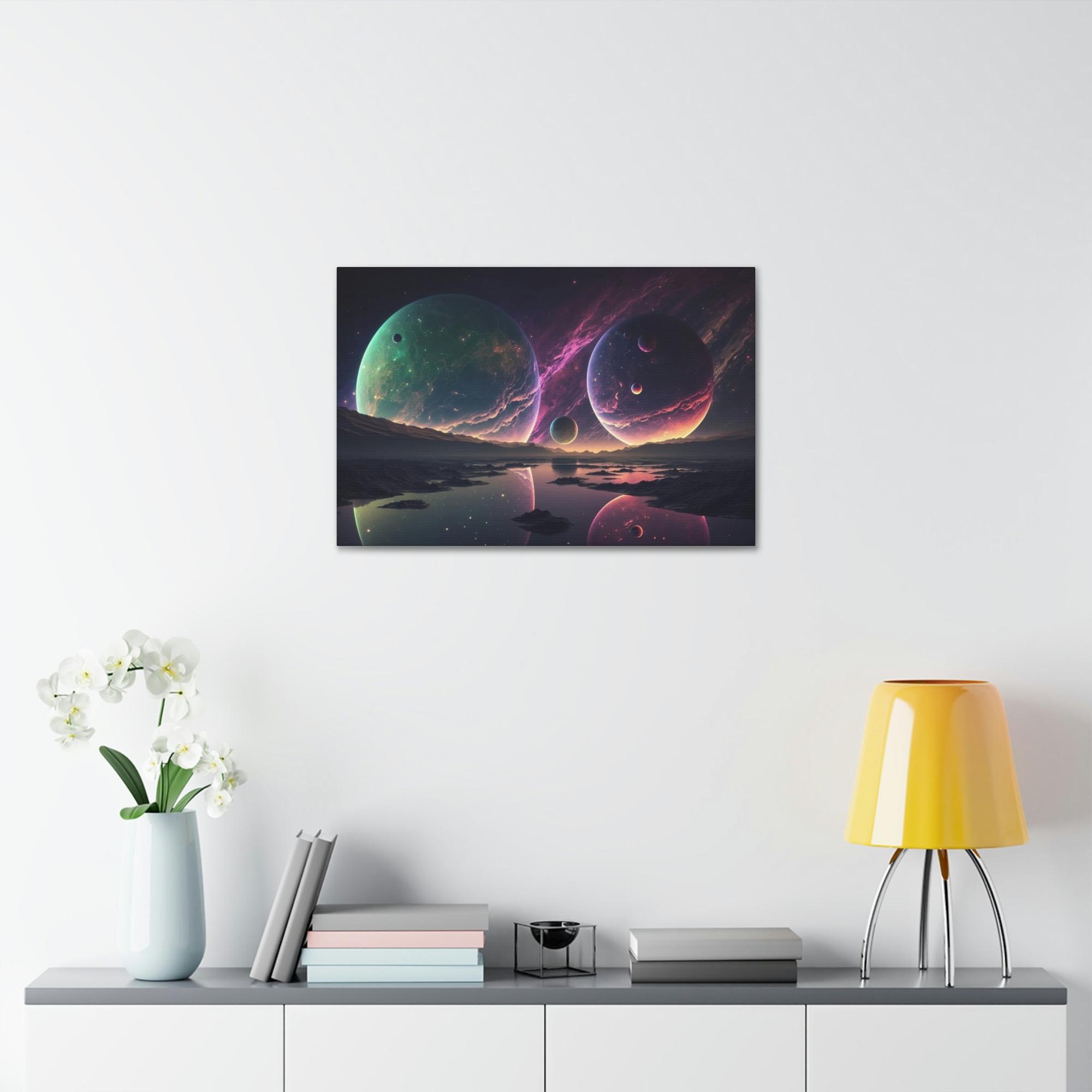 undefined Planetary Fusion: Natural Canvas Wall Art of a Colorful Planetary Collision