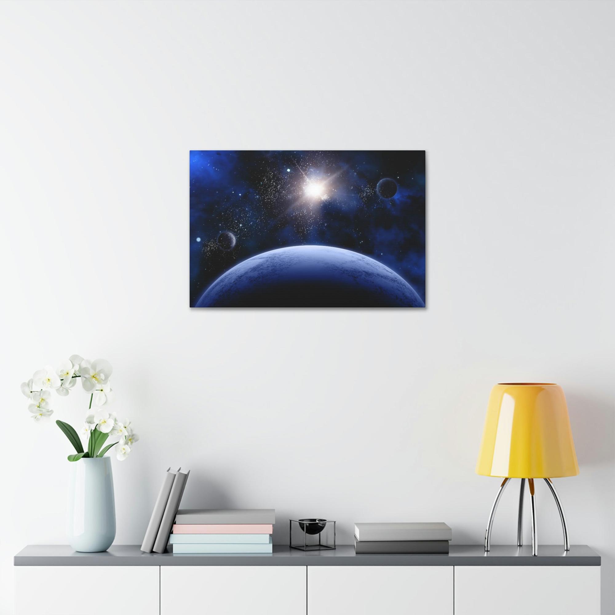 Planets Cosmic Odyssey: Natural Canvas Wall Art of Planets in Space