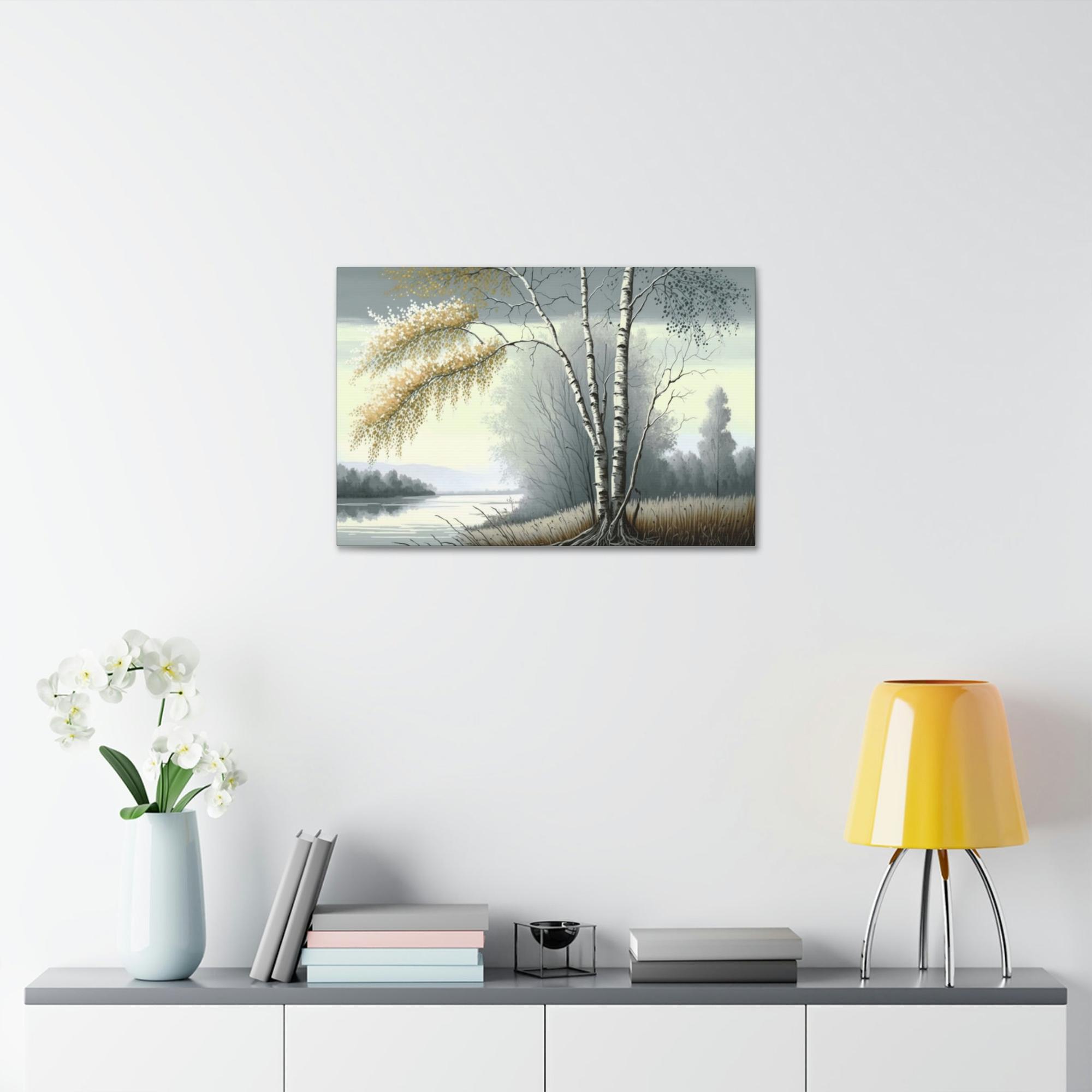 Birch Trees Whispering Woods: Rustic Framed Canvas & Poster Print of a Birch Tree Forest