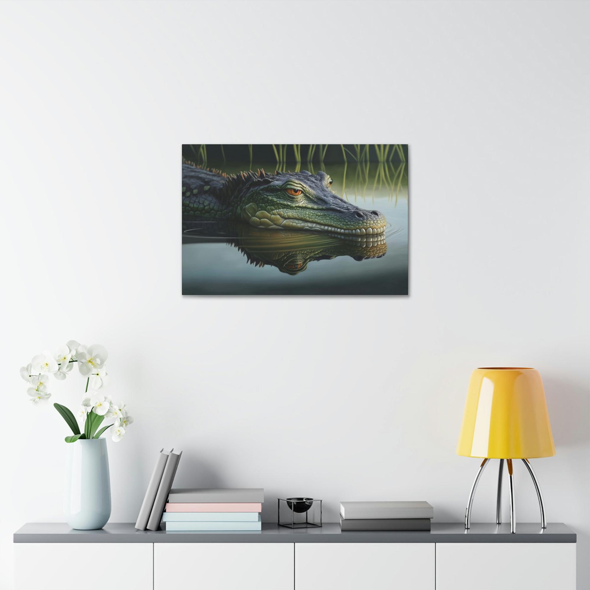 Alligators Alligator Adventure: A Framed Canvas & Poster Artwork of a Wild Gator Scene