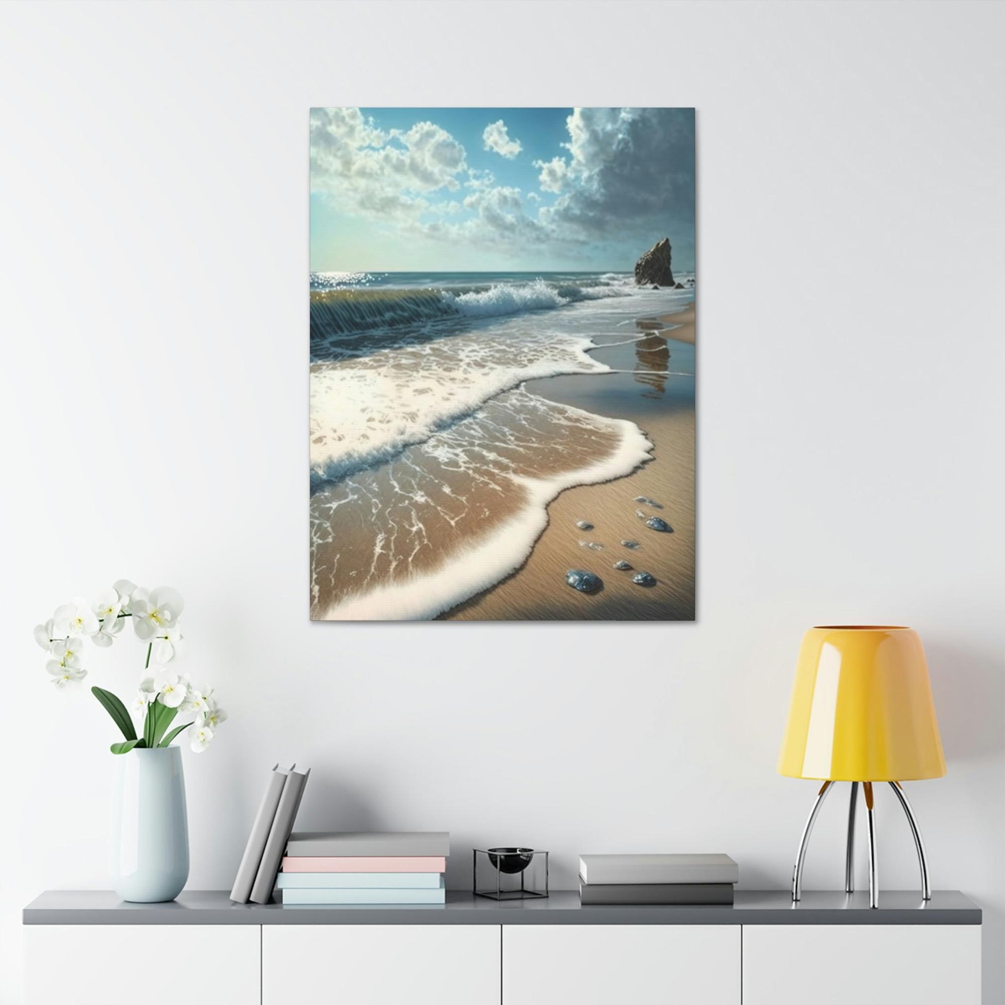 Beaches Seaside Escape: Artistic Framed Canvas & Poster Print of a Quiet Beach