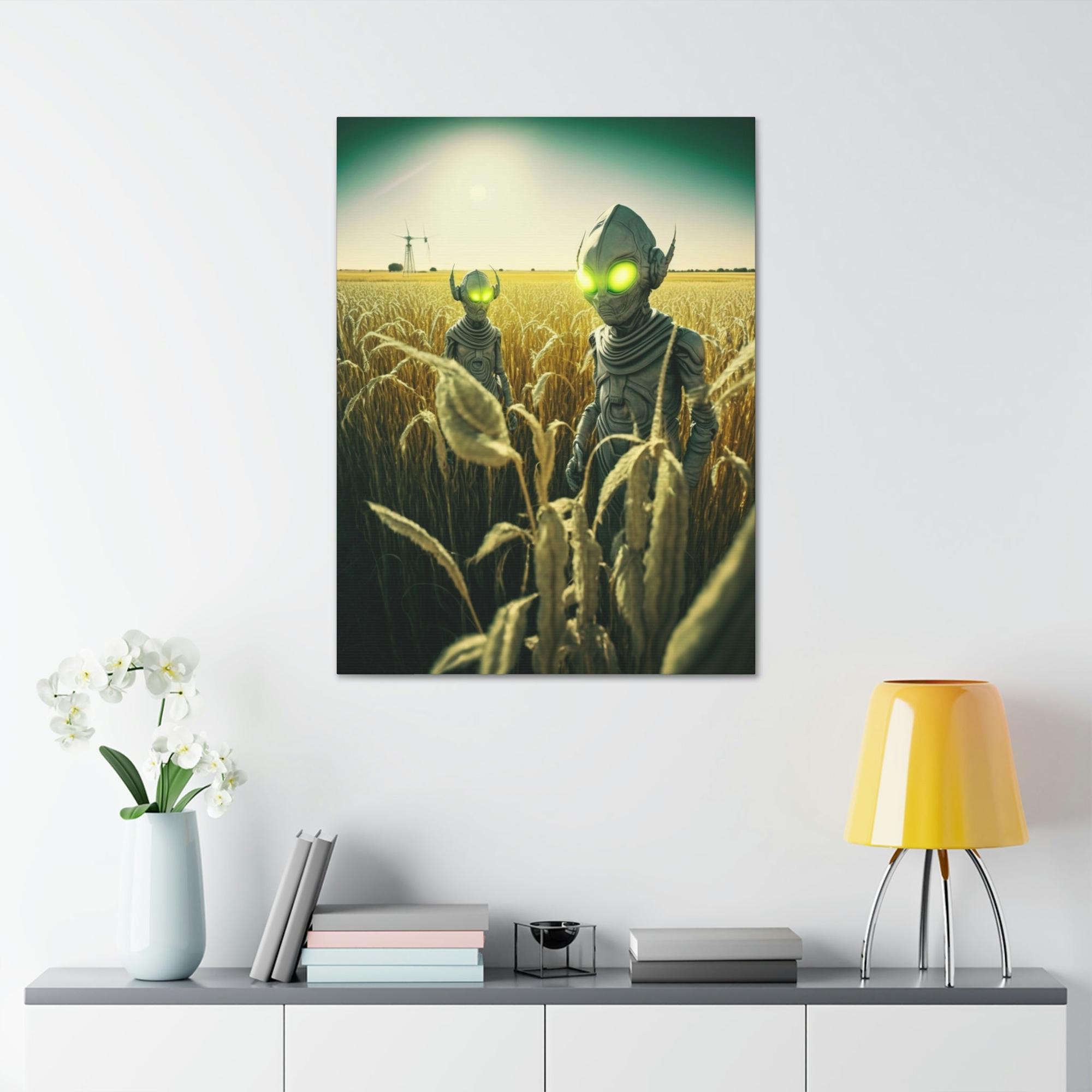 Aliens Artistic Aliens: A Canvas Print Featuring Mysterious Extraterrestrial Life Forms