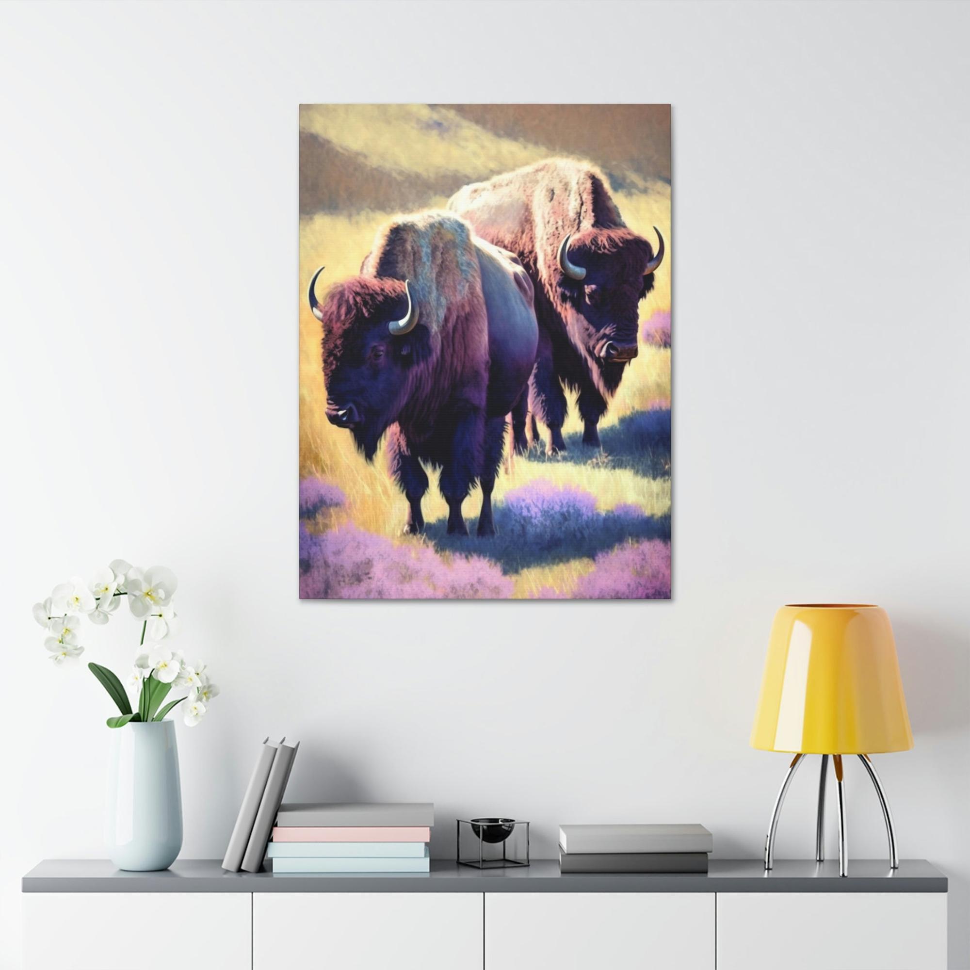 Bisons The Bison's Strength: Canvas & Poster Wall Art of a Bisons Displaying Its Might