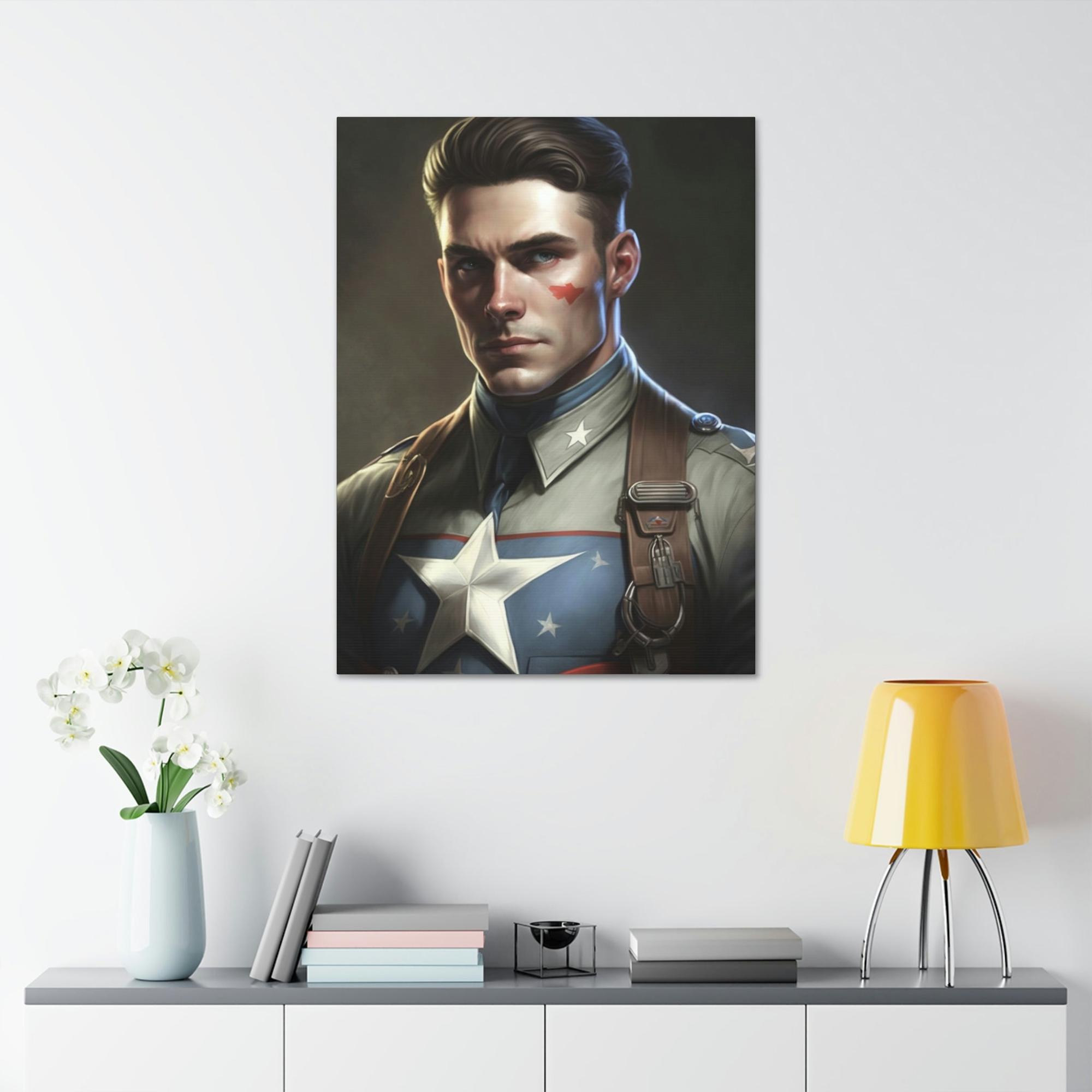 Captain America Marvelous Art: Captain America Print on Canvas and Wall Art Decor