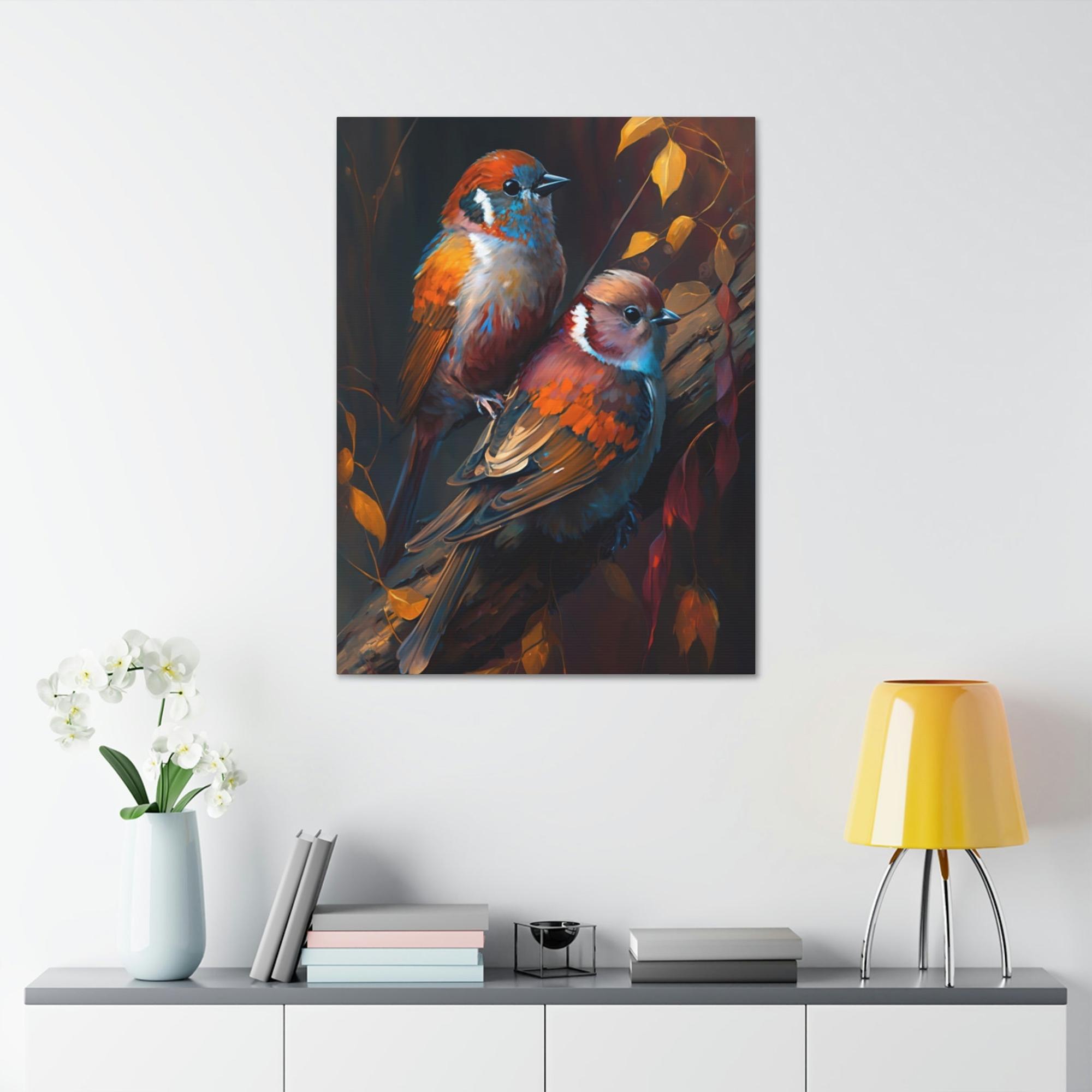 Birds The Birds' Haven: Canvas Wall Art of Birds in a Protected Habitat