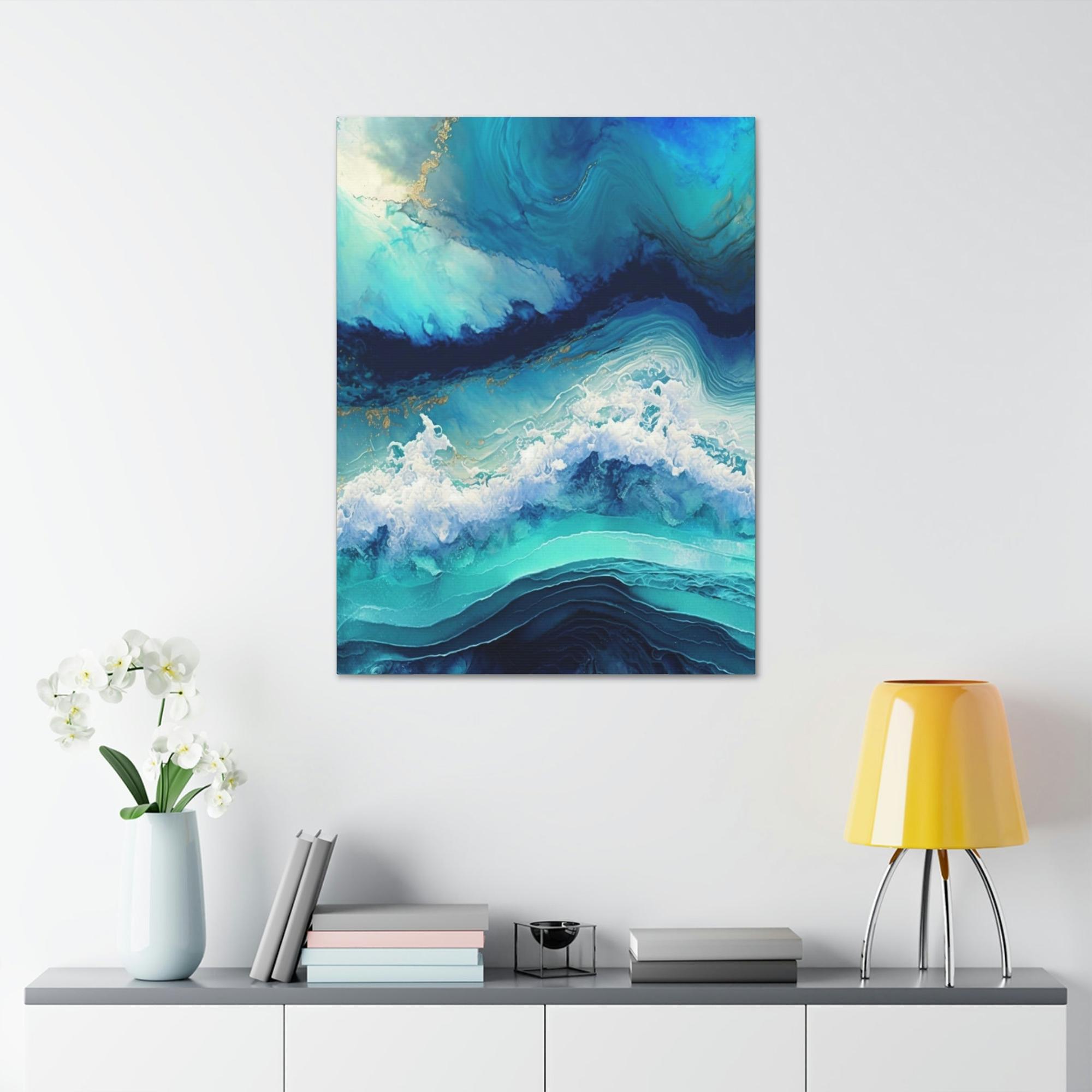 Abstract Ocean The Serenity of Waves: A Framed Canvas & Poster Artwork of an Ocean View