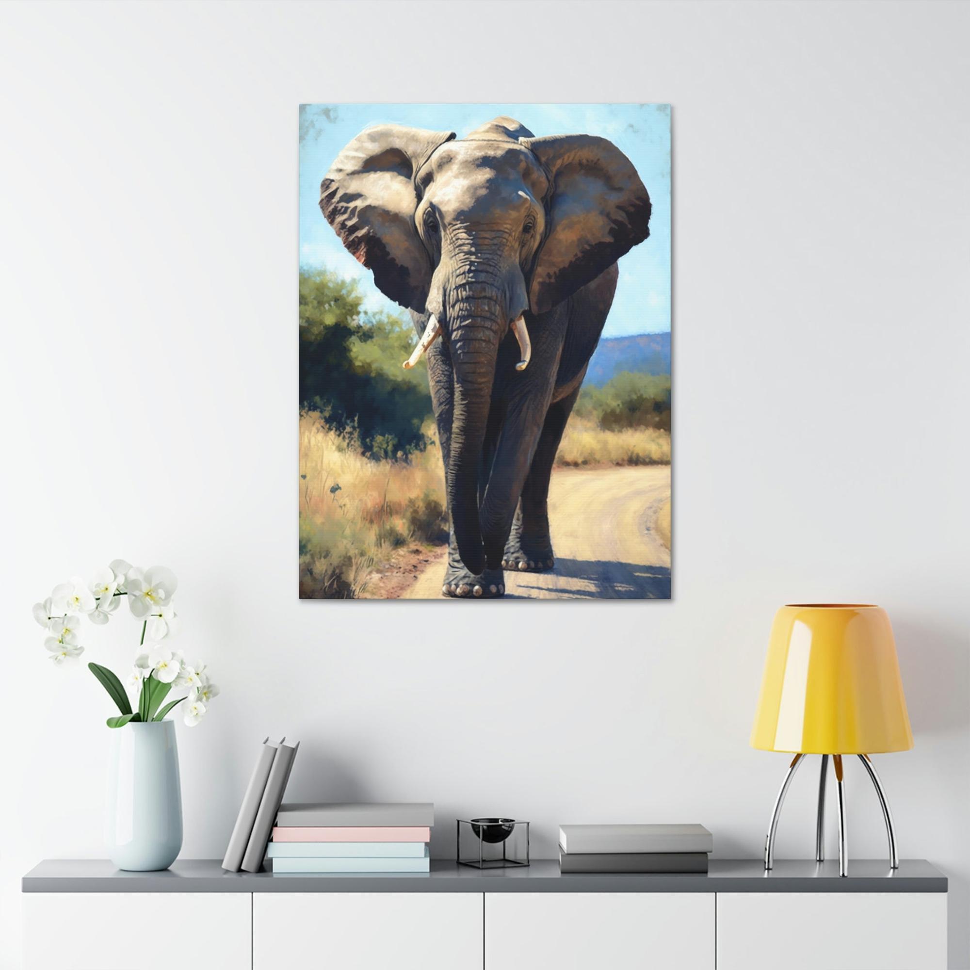 Elephants Elephant in the Wild: Breathtaking Framed Canvas for Nature Lovers