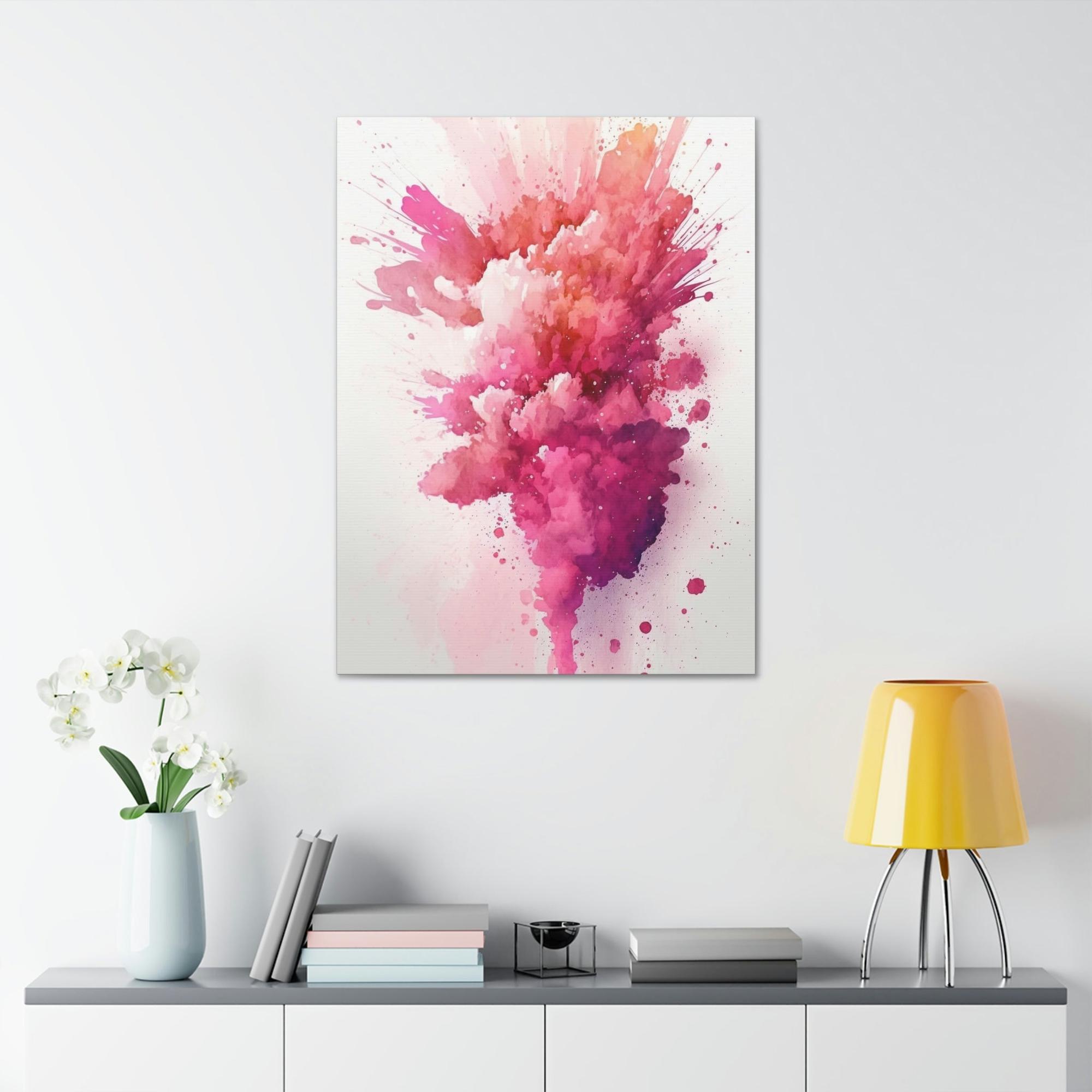 Pink Glowing Pink: Natural Canvas Wall Art of Abstract Artworks in Luminous Pink Shades
