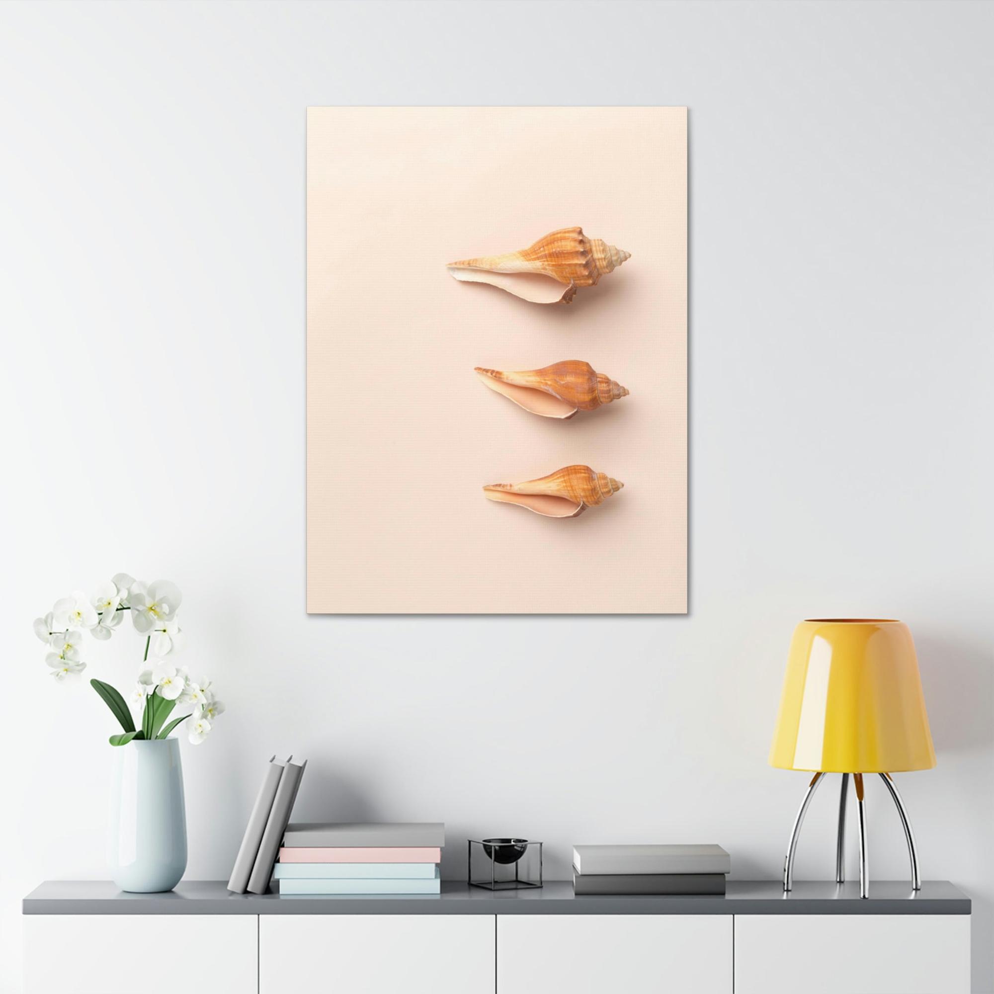 Shells Shimmering Shells: Striking Shell Art on Natural Canvas & Poster