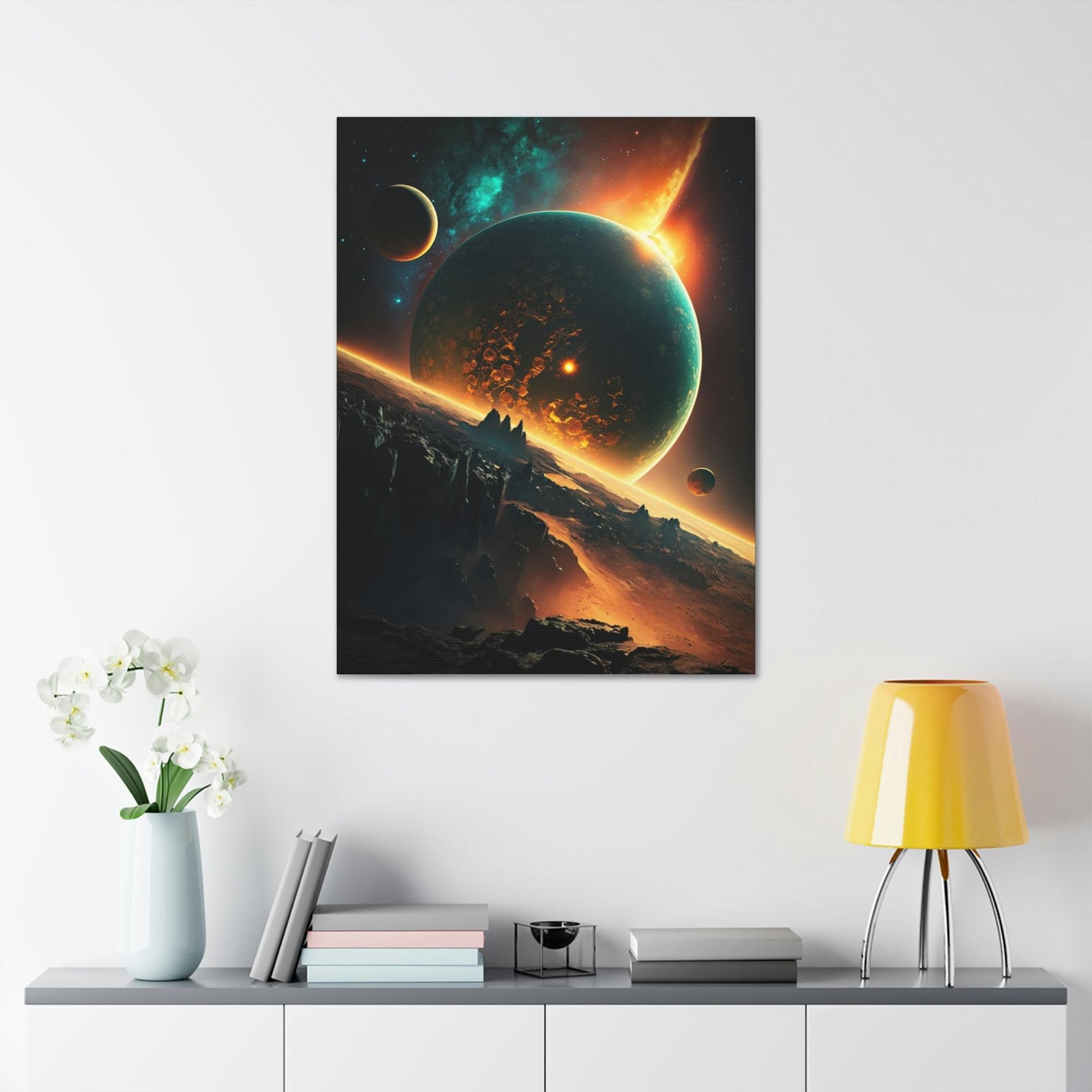 Planets Heavenly Bodies: Beautiful Art Print of Planets on Natural Canvas