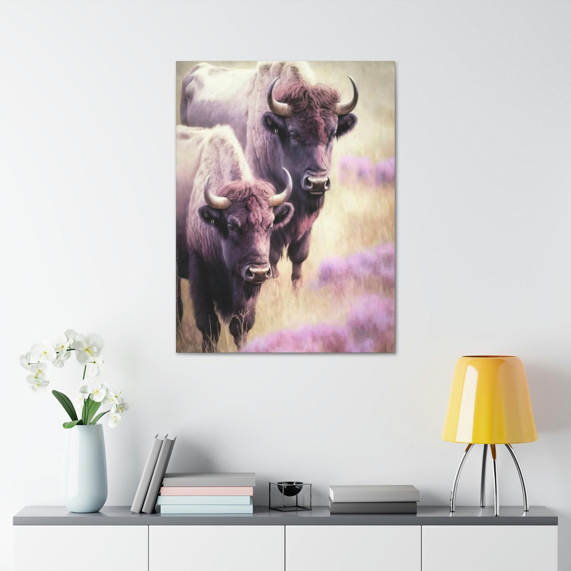 Bisons The Bison's Power: A Natural Canvas & Poster Painting of a Bisons at Its Prime