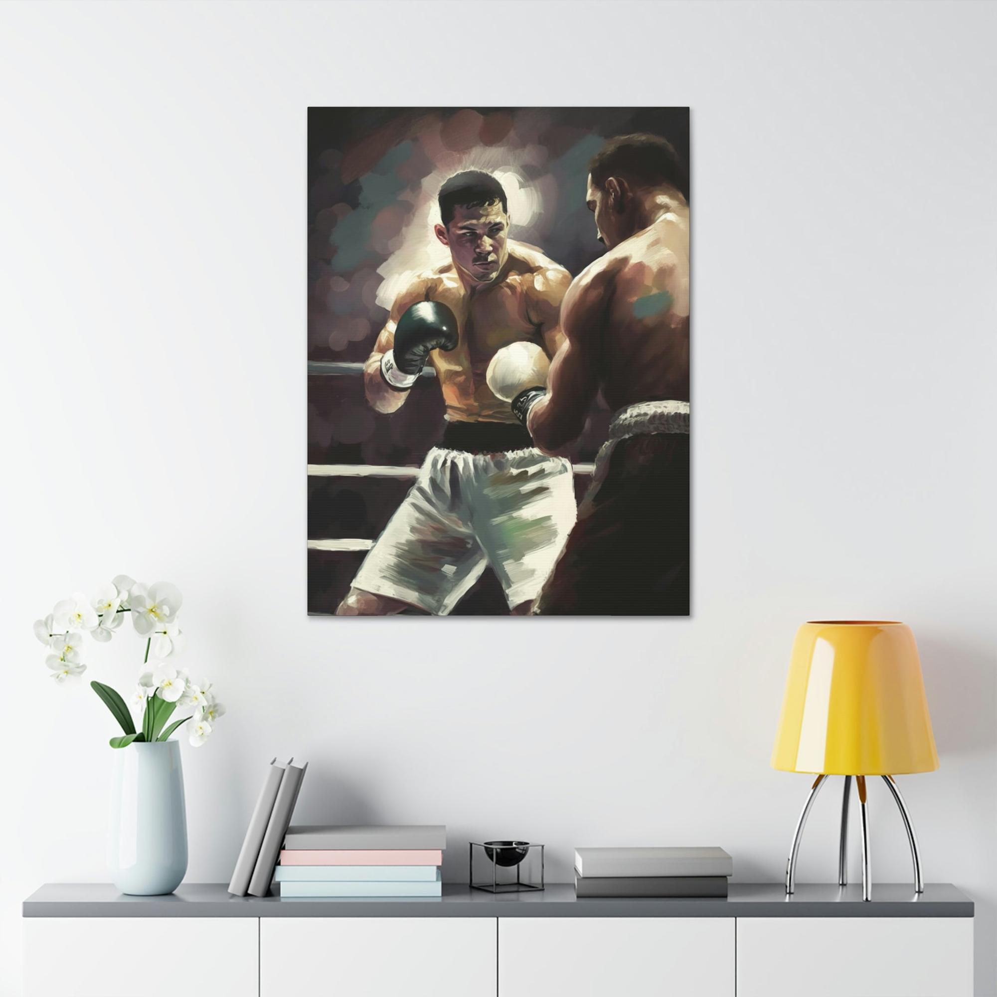Boxing Boxing Knockout: Wall Art and Print on Canvas with Thrilling Boxing Art