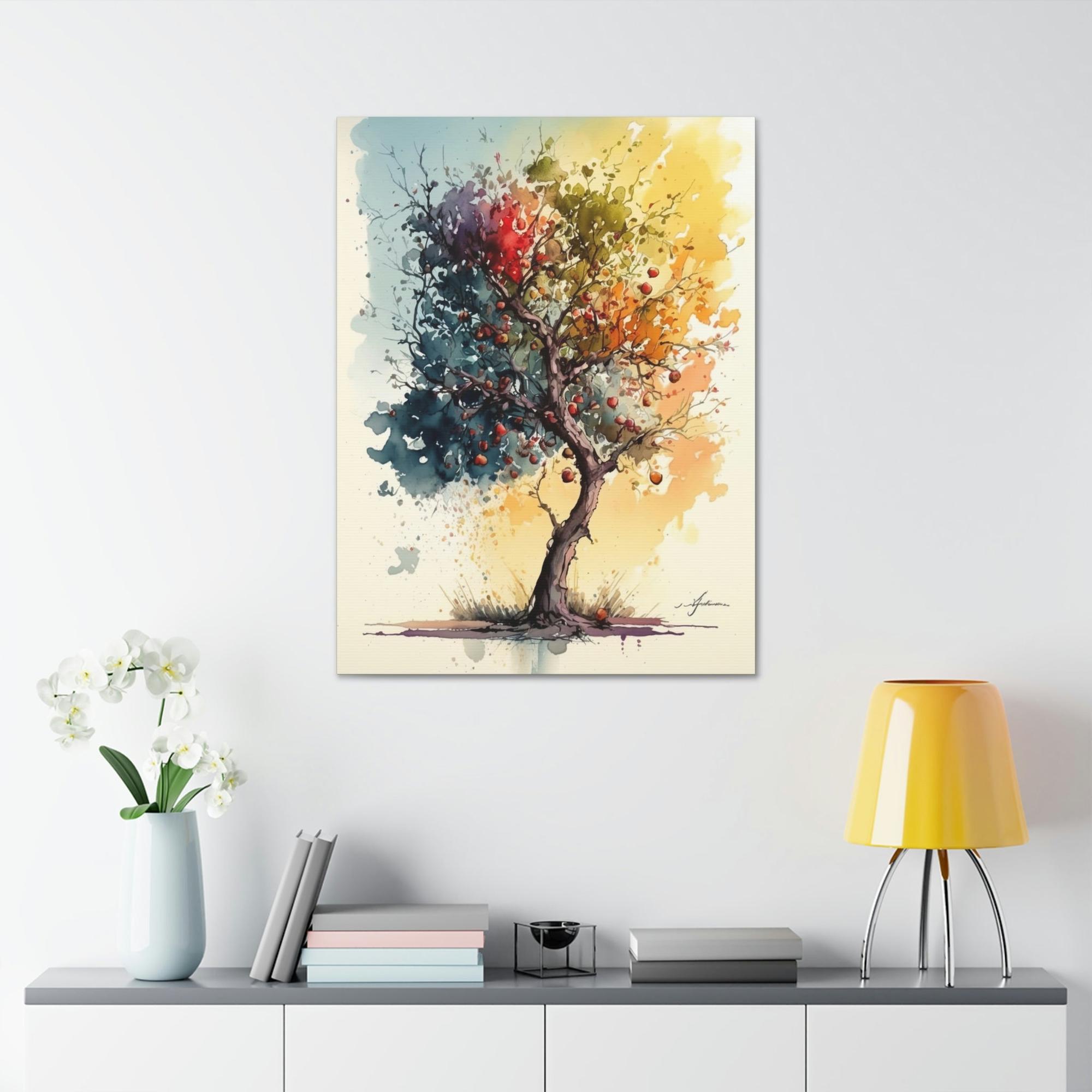 Apple Trees The Wonders of Nature: Canvas Wall Art Print on Canvas of Blossoming Apple Trees