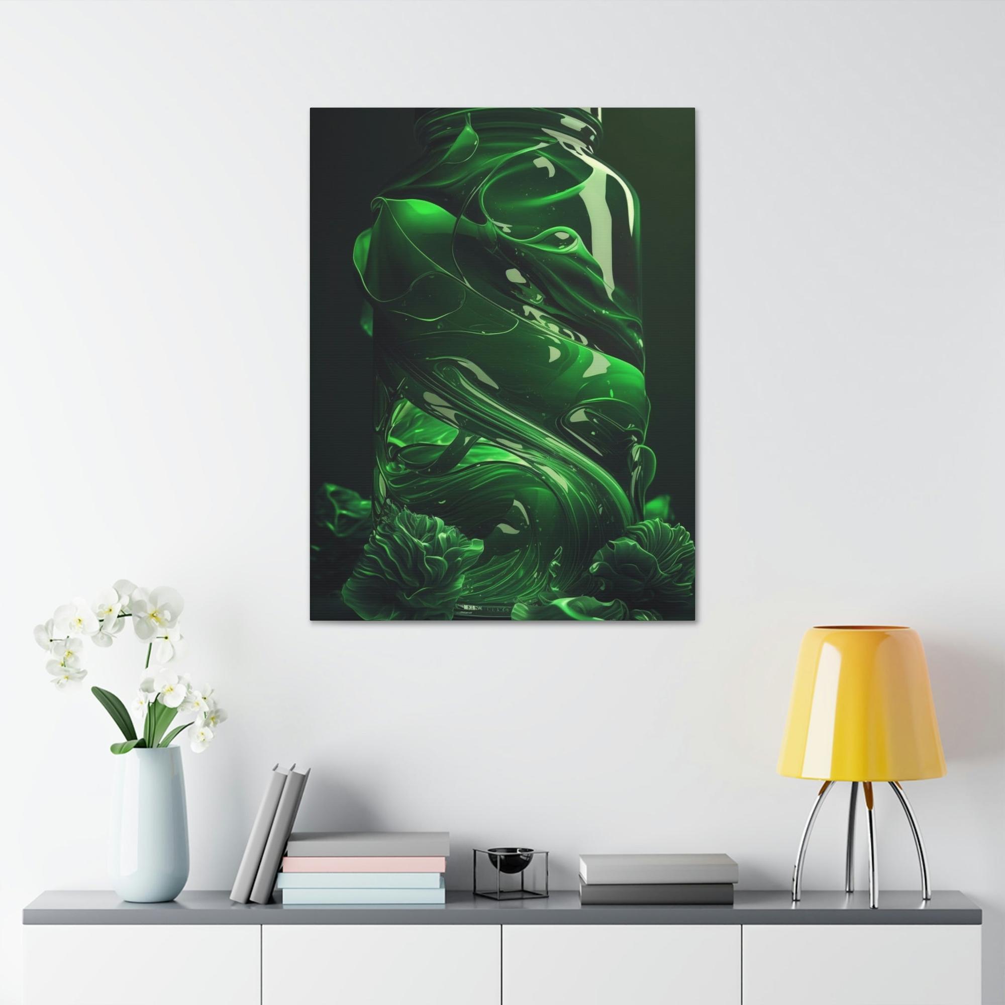 Green Shades of Green: Abstract Canvas Painting for Modern Interiors
