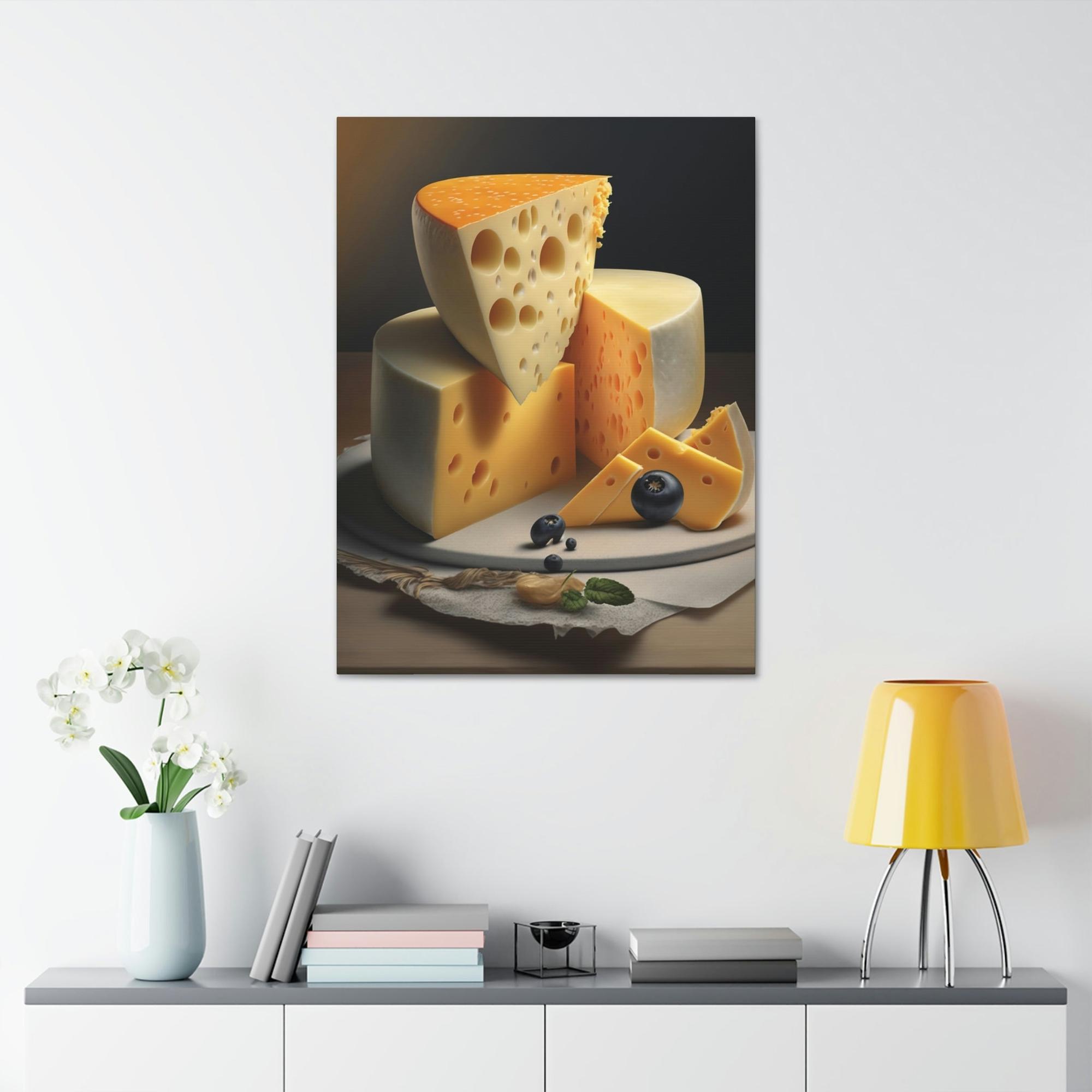 Cheese The Cheesy Charm: Framed Canvas and Poster Featuring Delicious Cheeses