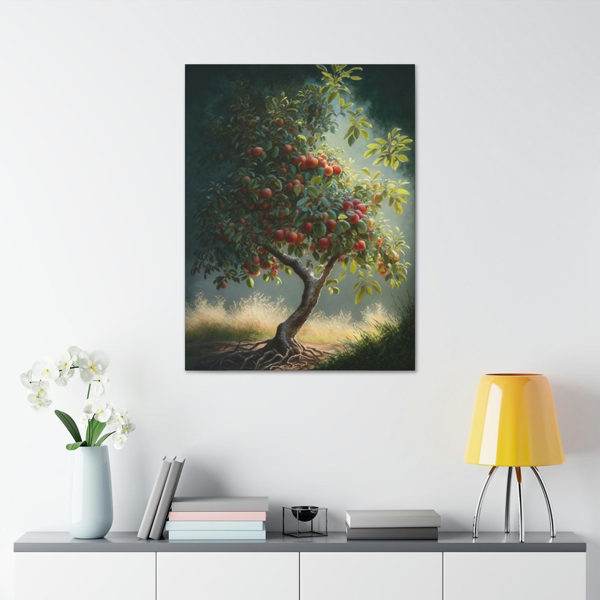 Apple Trees Apple Trees in the Meadow: Canvas Wall Art Print on Canvas of Rural Scenery