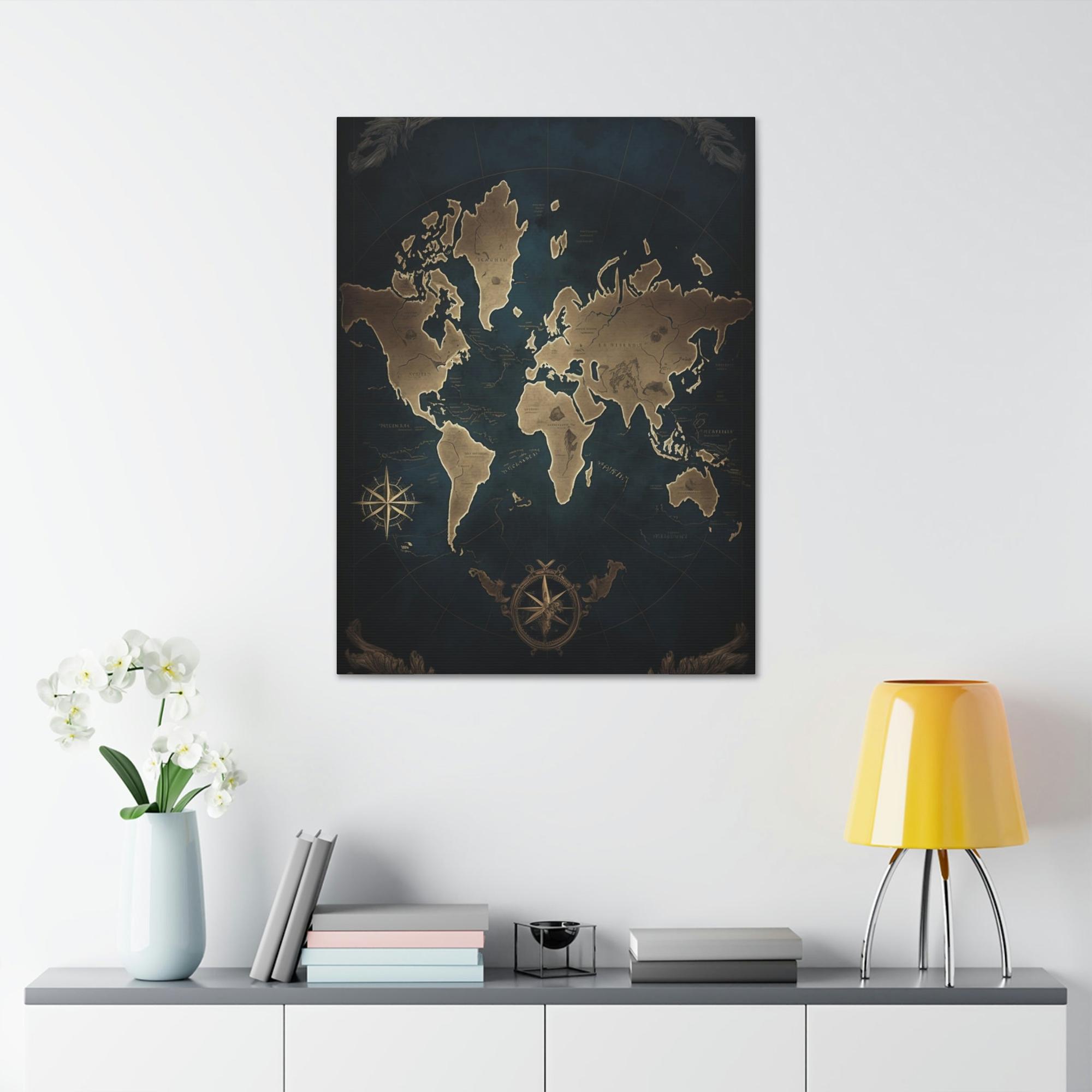 World Maps A World Without Borders: Contemporary Map Art on Canvas or Poster