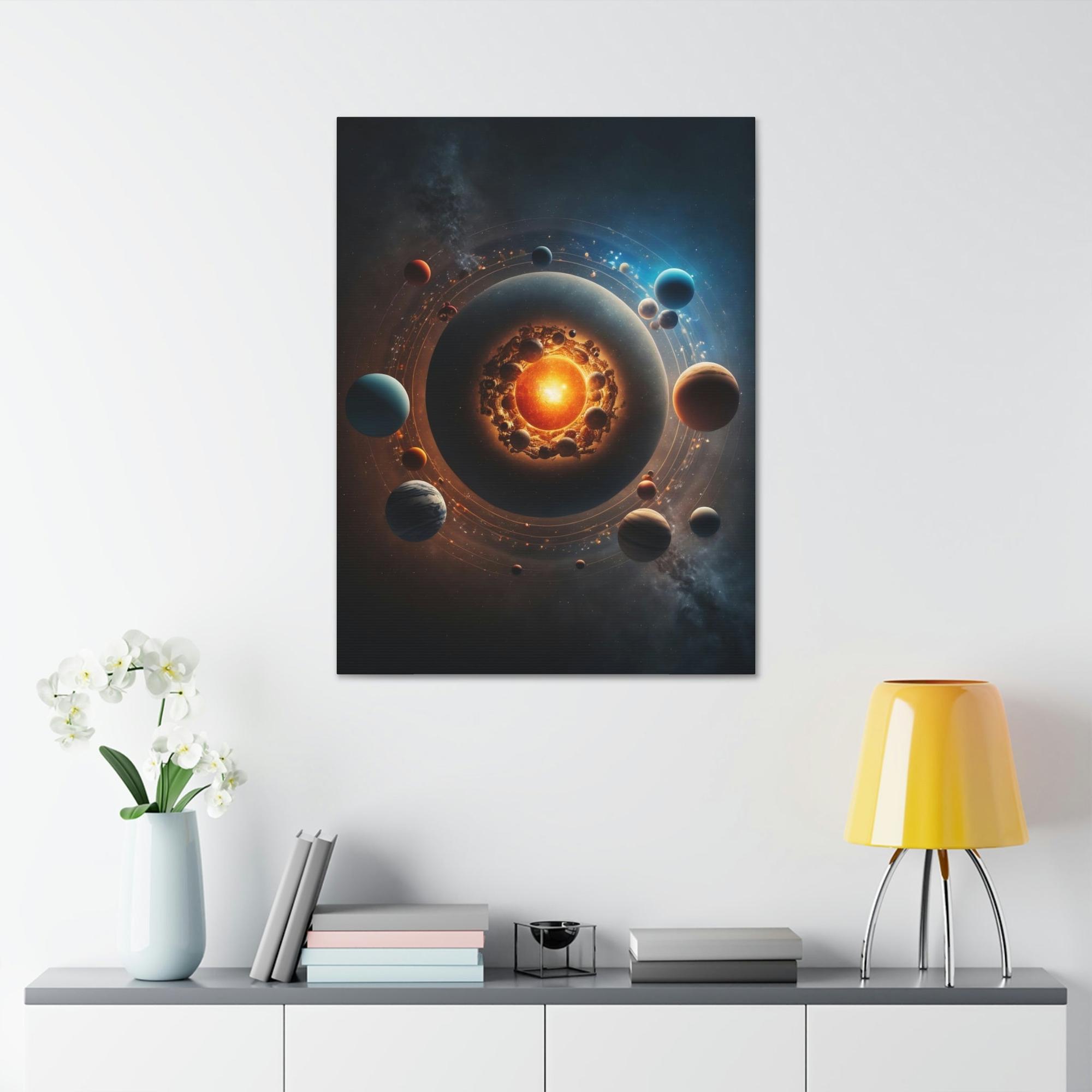 Planets Planetary Alignment: Print on Canvas of Planets in Perfect Formation on a Framed Canvas