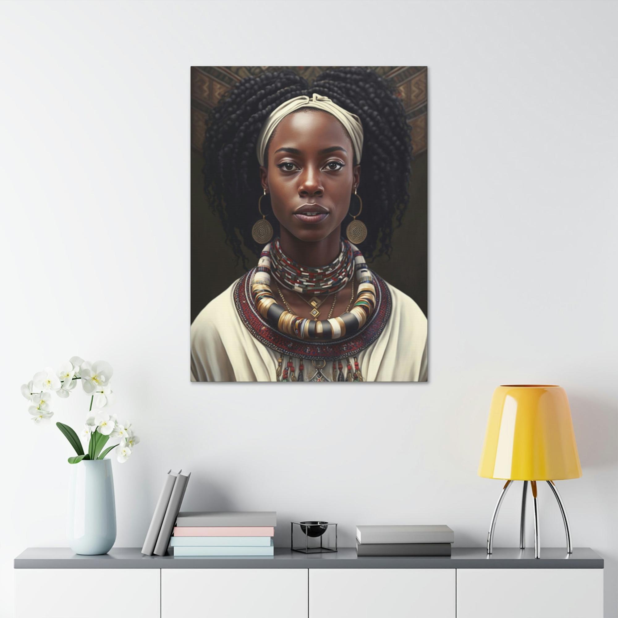 African Vibrant Colors of Africa: Stunning Framed Canvas of a Graceful Lady
