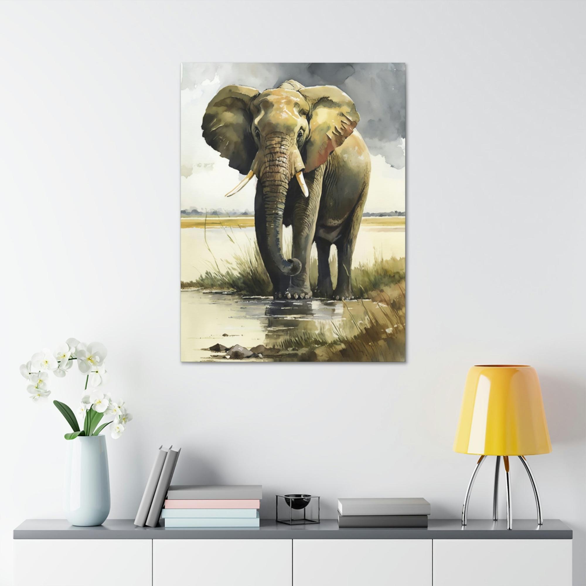 Elephants Serene Giants: Beautiful Art of Elephant in Calming Natural Landscapes