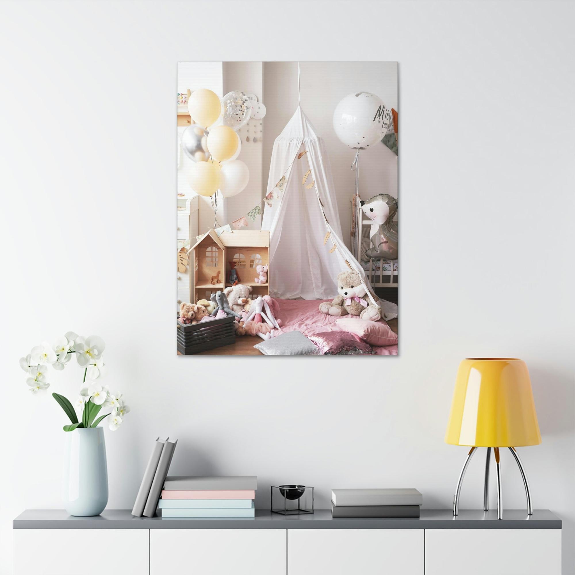 Girls Room Princess Dreams: Elegant Framed Canvas for Girls Room Wall Decor