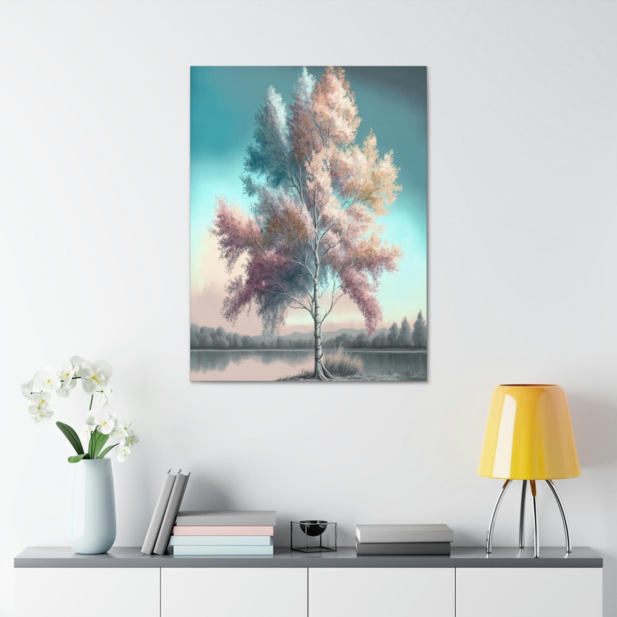 Birch Trees Birch Tree Alcove: Natural Canvas Wall Art of a Secluded Forest Nook