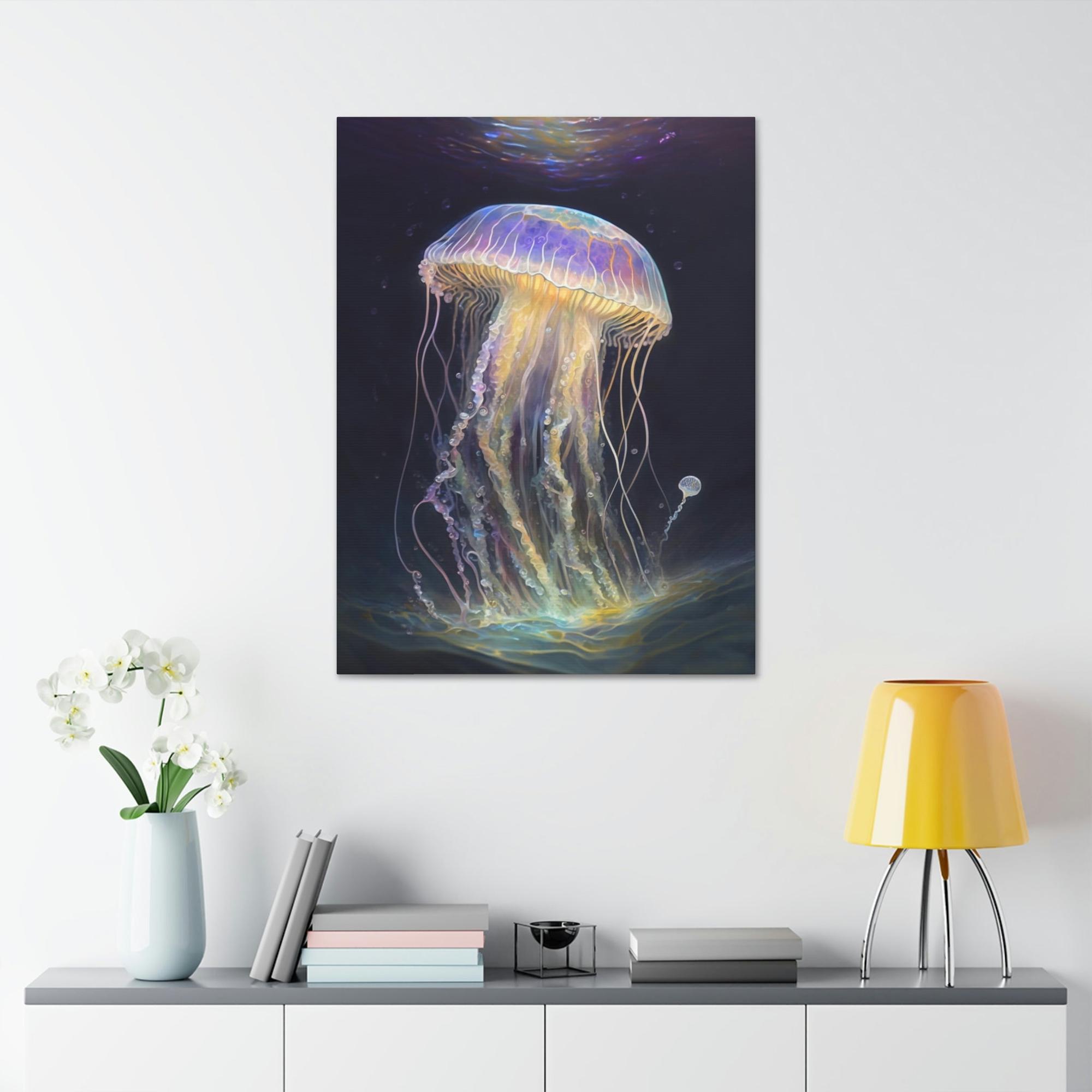 Jellyfishs Mesmerizing Ocean Life: Artistic Print on Canvas Featuring Jellyfishes
