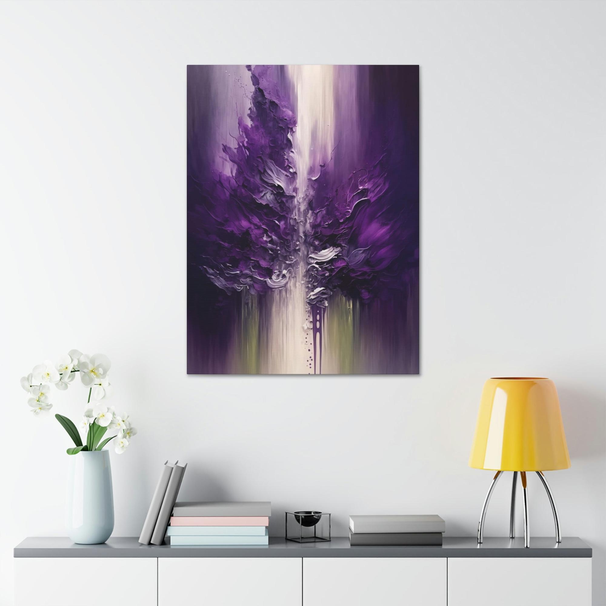 Purple Abstract Art Purple Passion: Framed Poster of Abstract Art with Intense Hues on Canvas