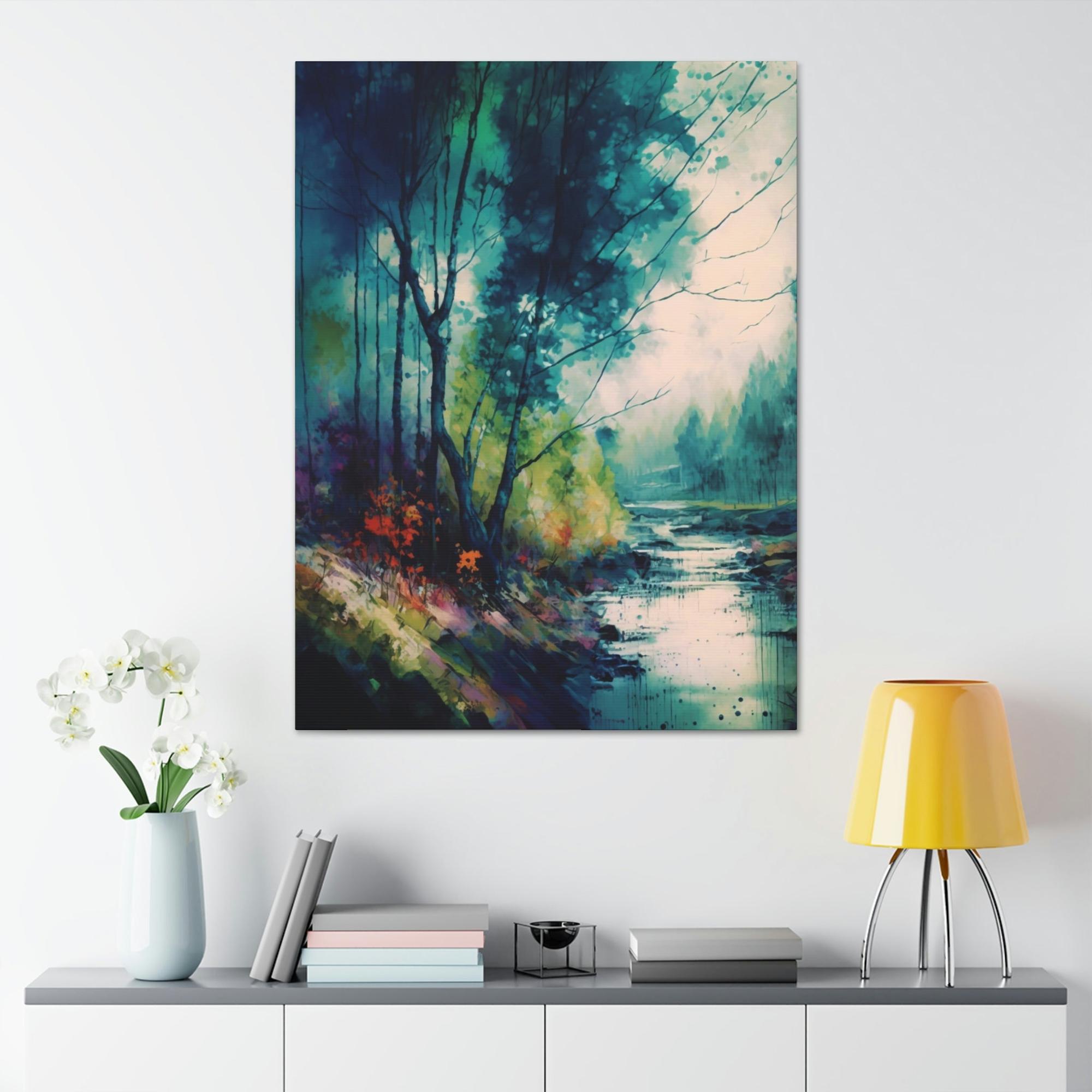 Abstract Landscape Luminous Serenity: A Framed Canvas & Poster Artwork of a Peaceful Abstract Landscape