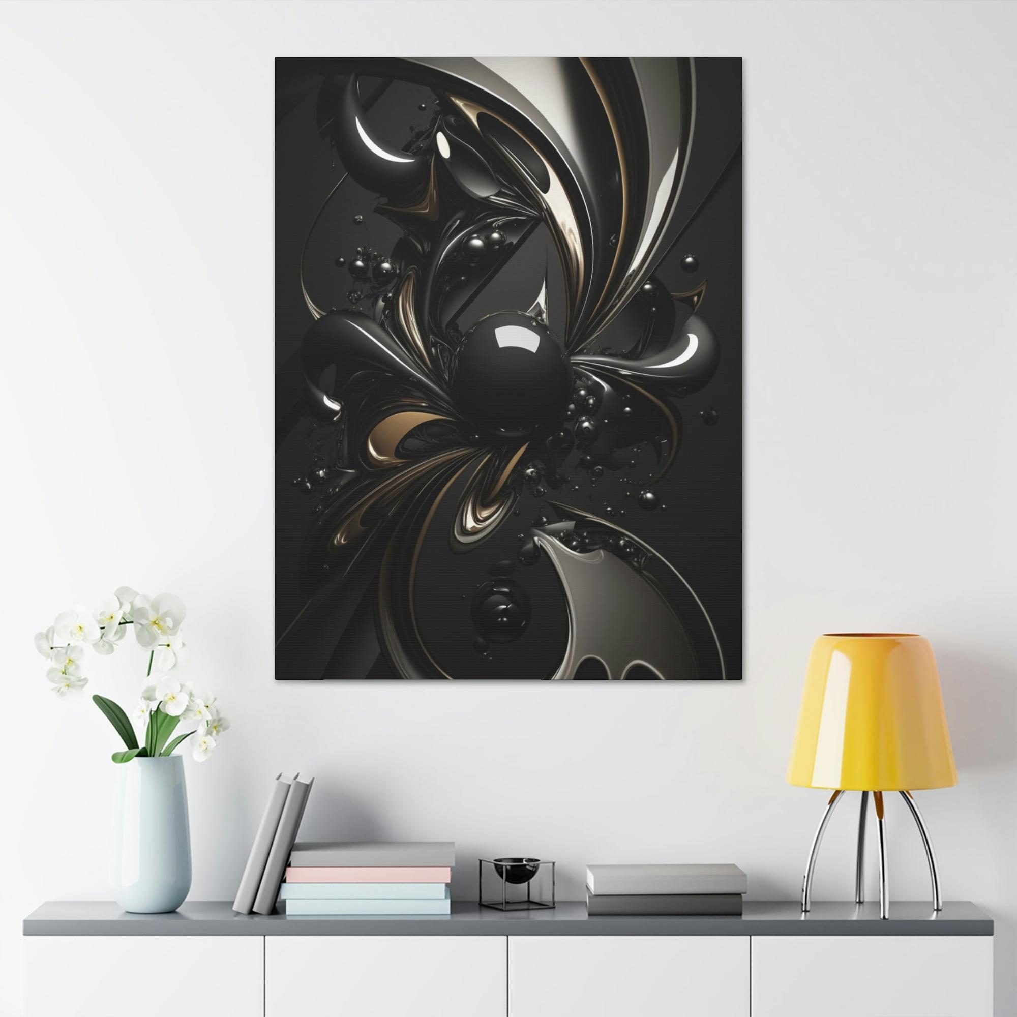 Black Shades of Midnight: Stunning Black Canvas Print for Bold Home Decor