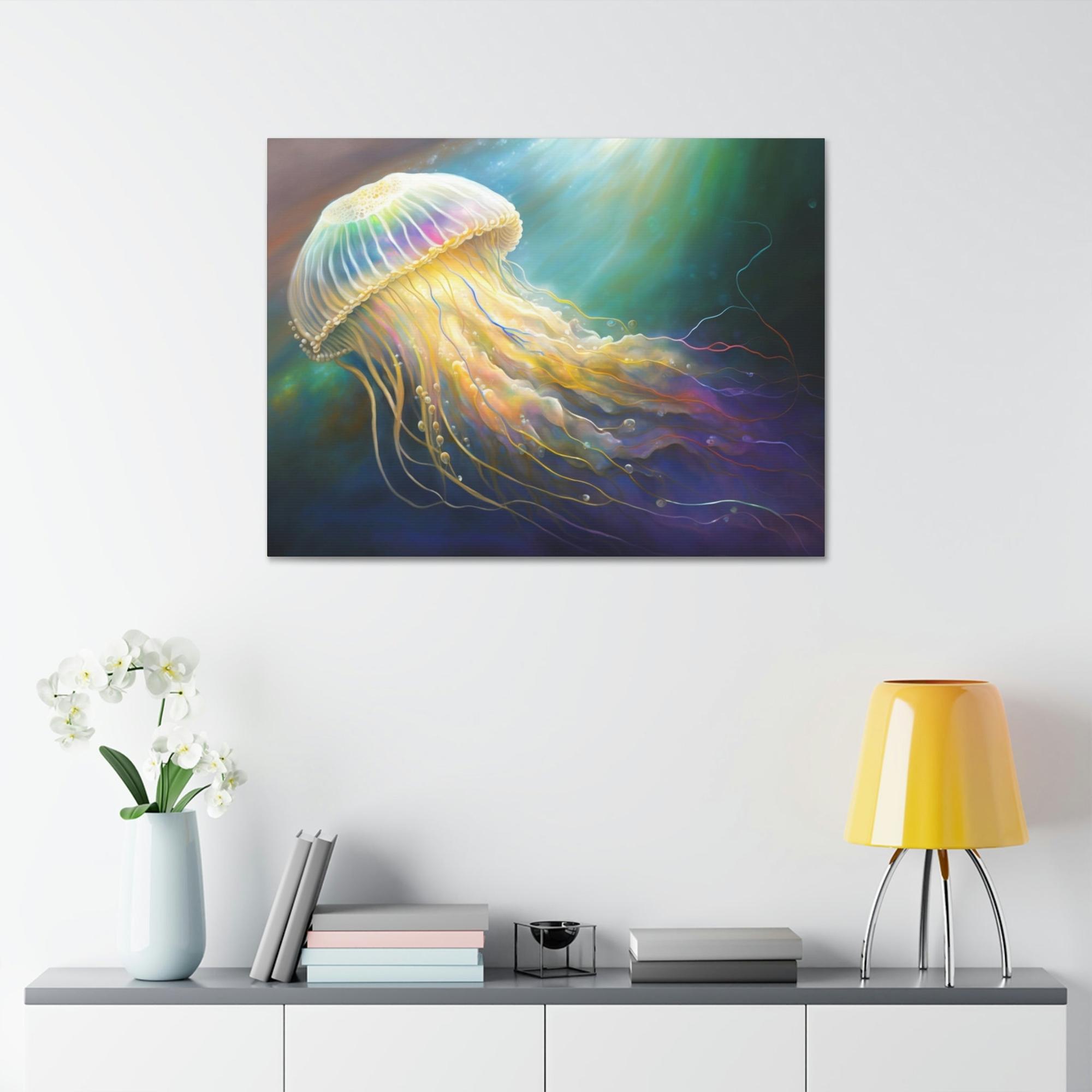 undefined The Elegance of Jellyfishes: Artistic Print on Canvas for Marine-Themed Spaces