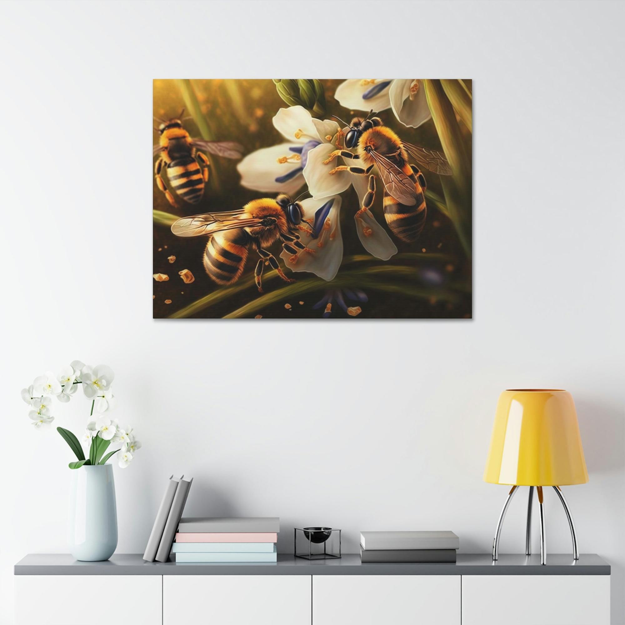 Bees The Buzzing Life: A Wall Art Canvas & Poster of Bees in Motion