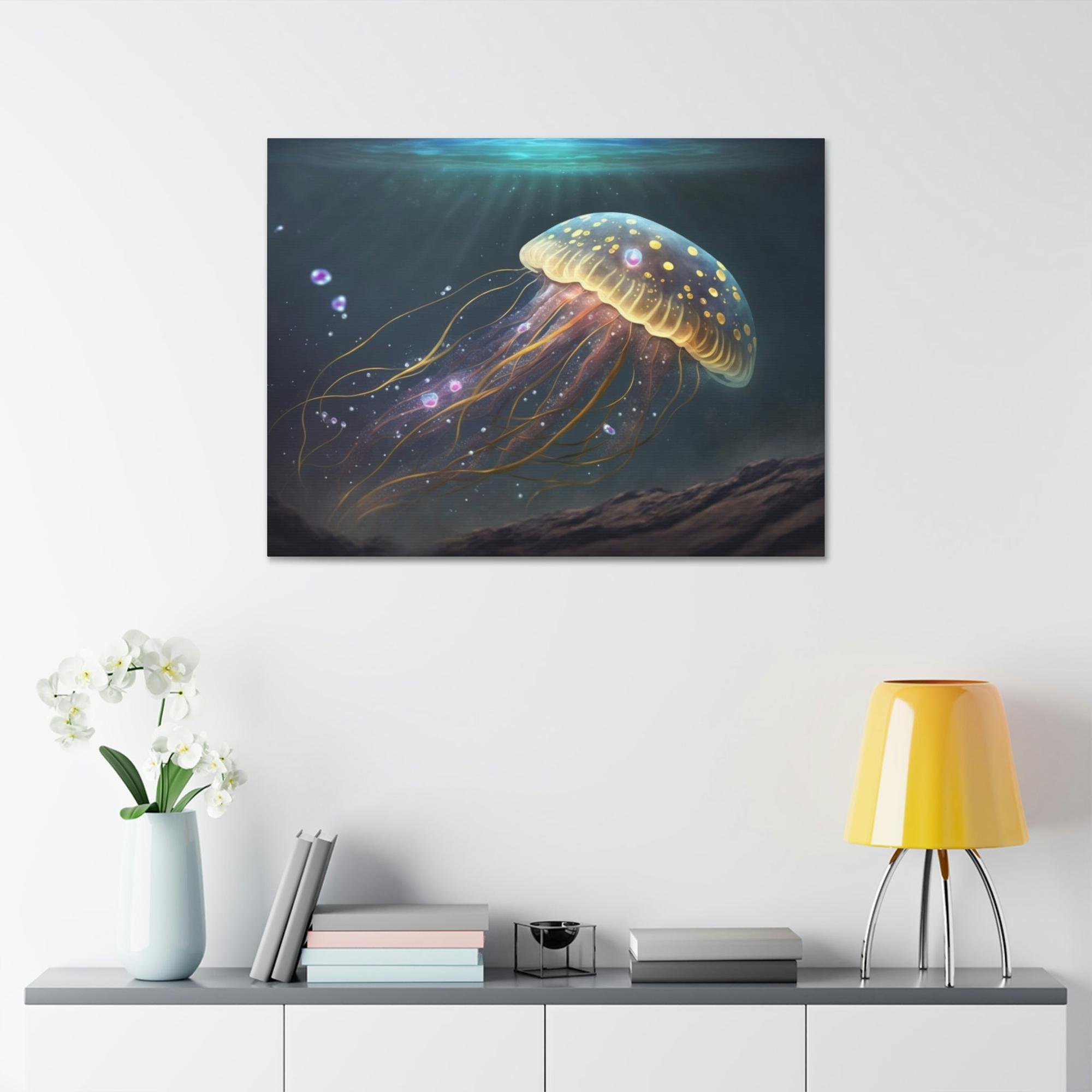 Jellyfishs Graceful Jellyfish: A Natural Canvas Masterpiece of Ocean Life
