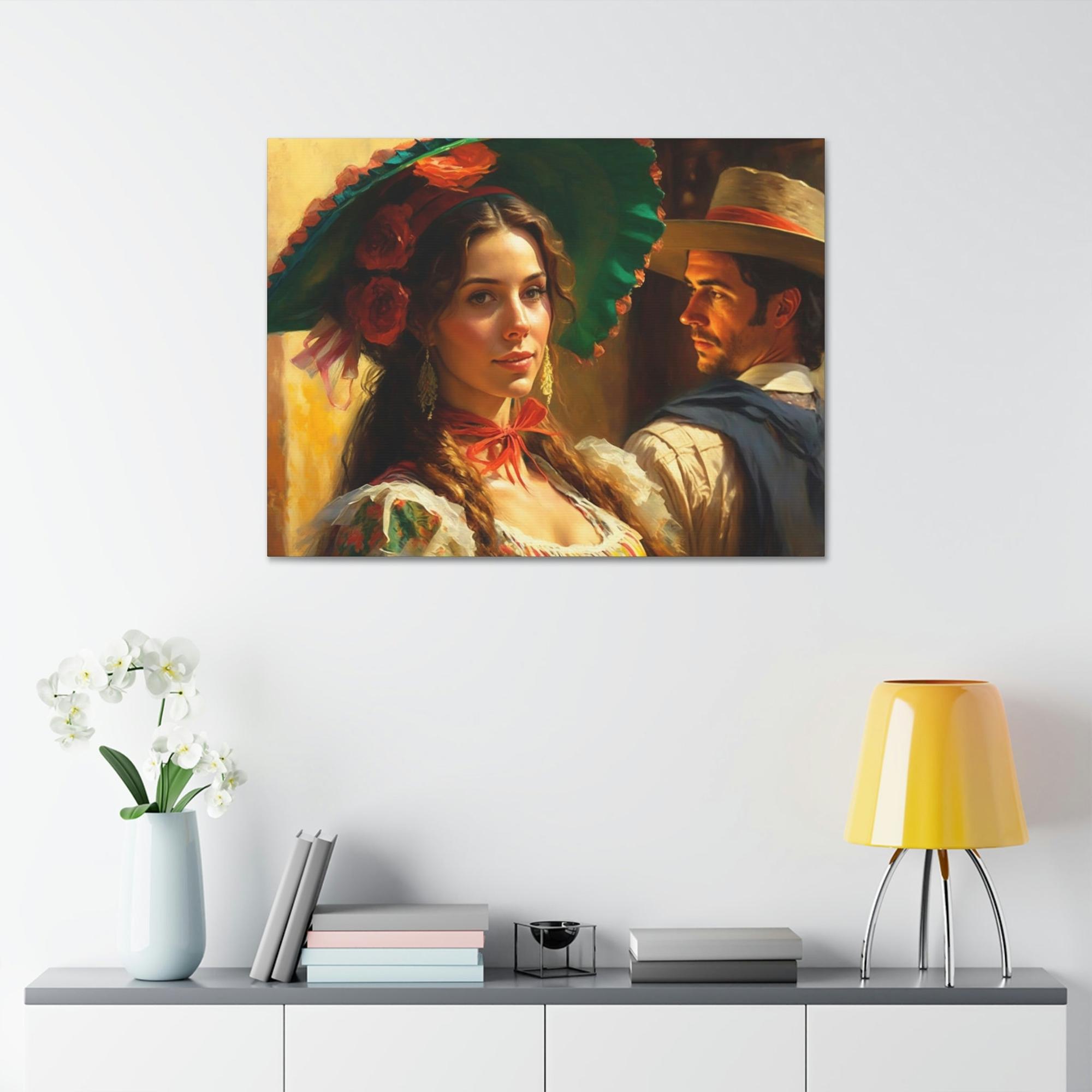 Italian Bella Italia: Natural Canvas Print Featuring a Beautiful Italian Girl