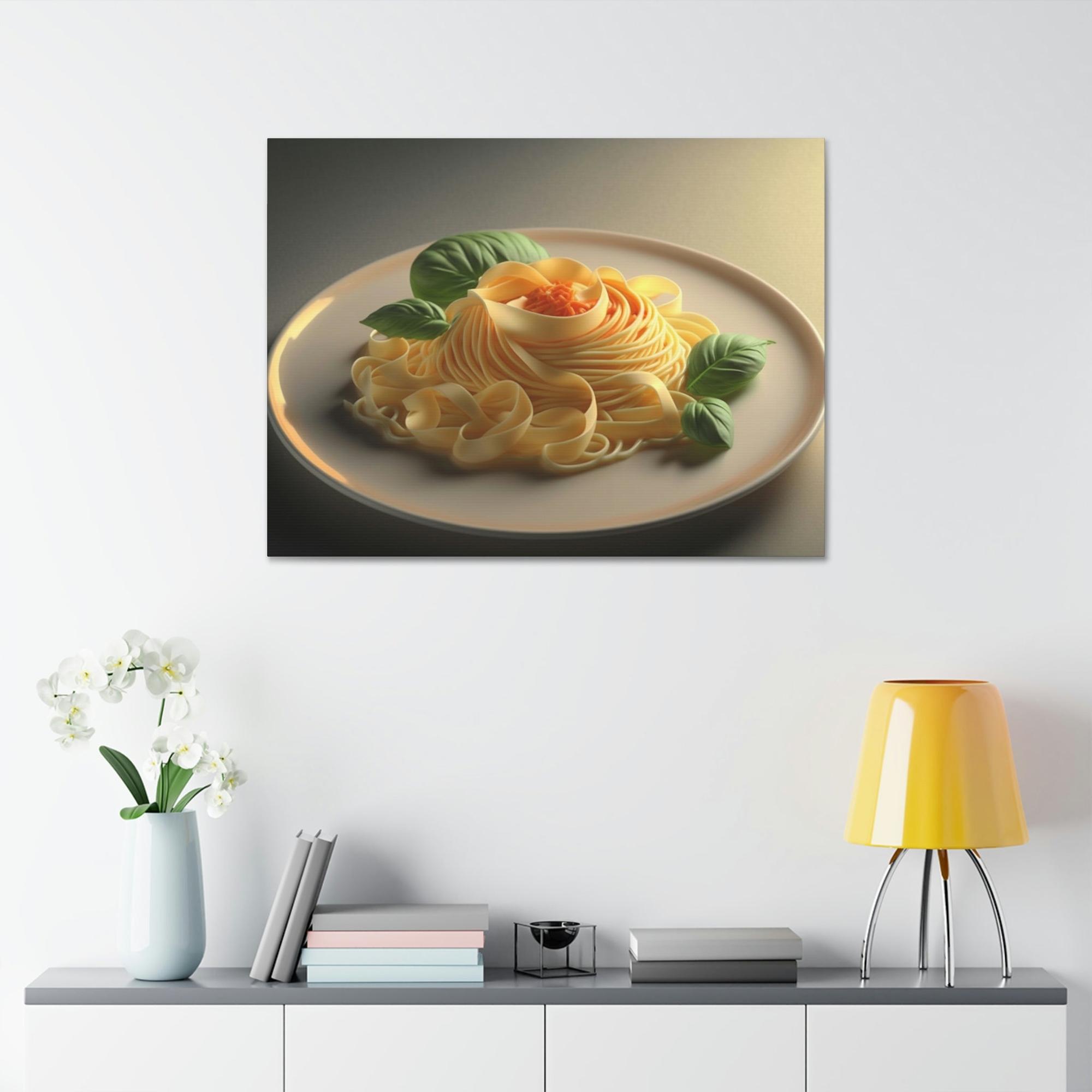 undefined Pasta Perfection: Beautiful Canvas Print of a Plate of Spaghetti