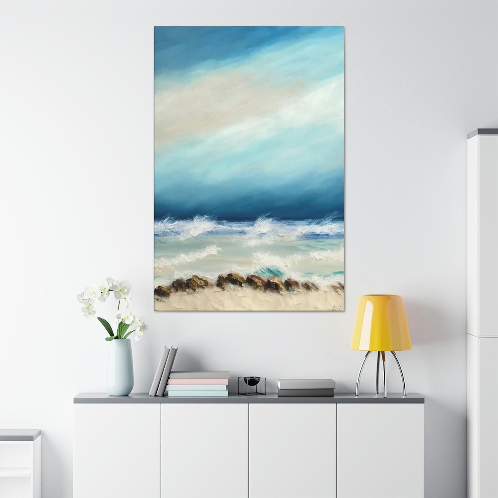 Abstract Coastal Framed Canvas & Poster Print of Abstract Waves: A Coastal Symphony