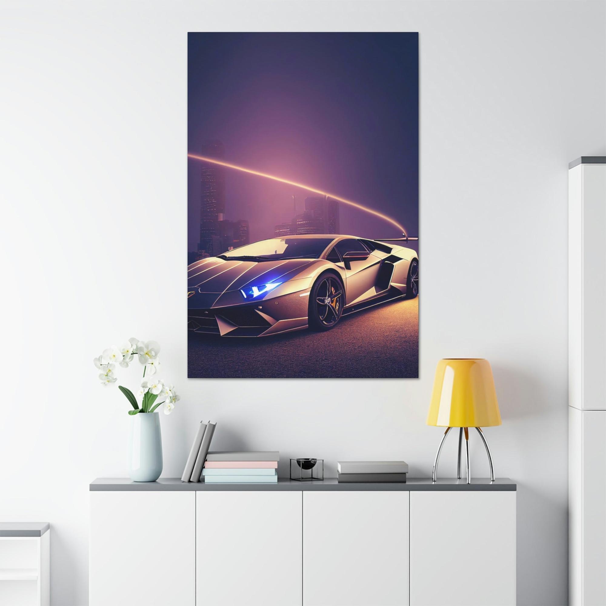 Lamborghini Sleek Supercar Beauty: Framed Canvas & Poster Print of a Lamborghini