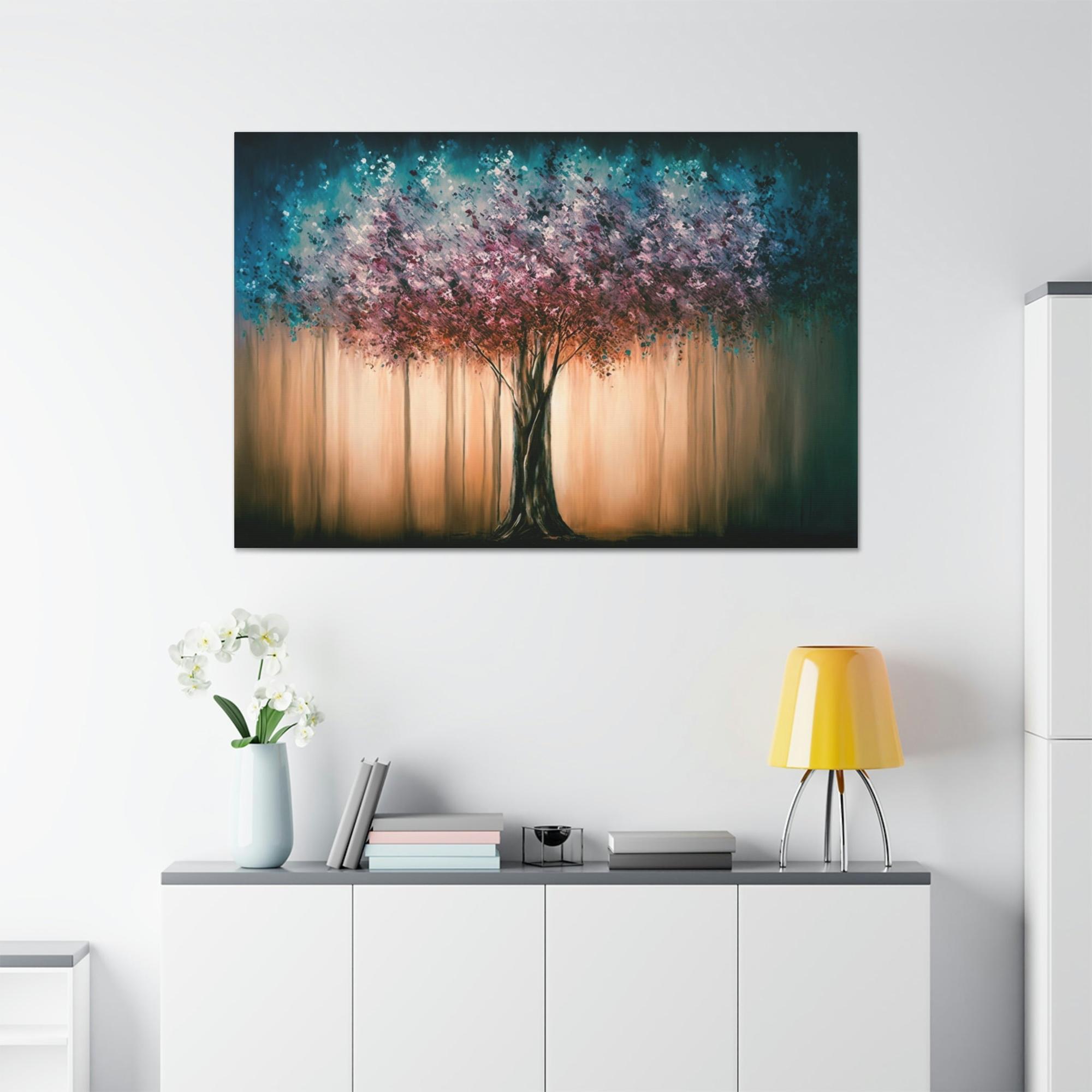 Abstract Landscape Harmonious Oasis: Abstract Landscape Print on Framed Canvas & Poster