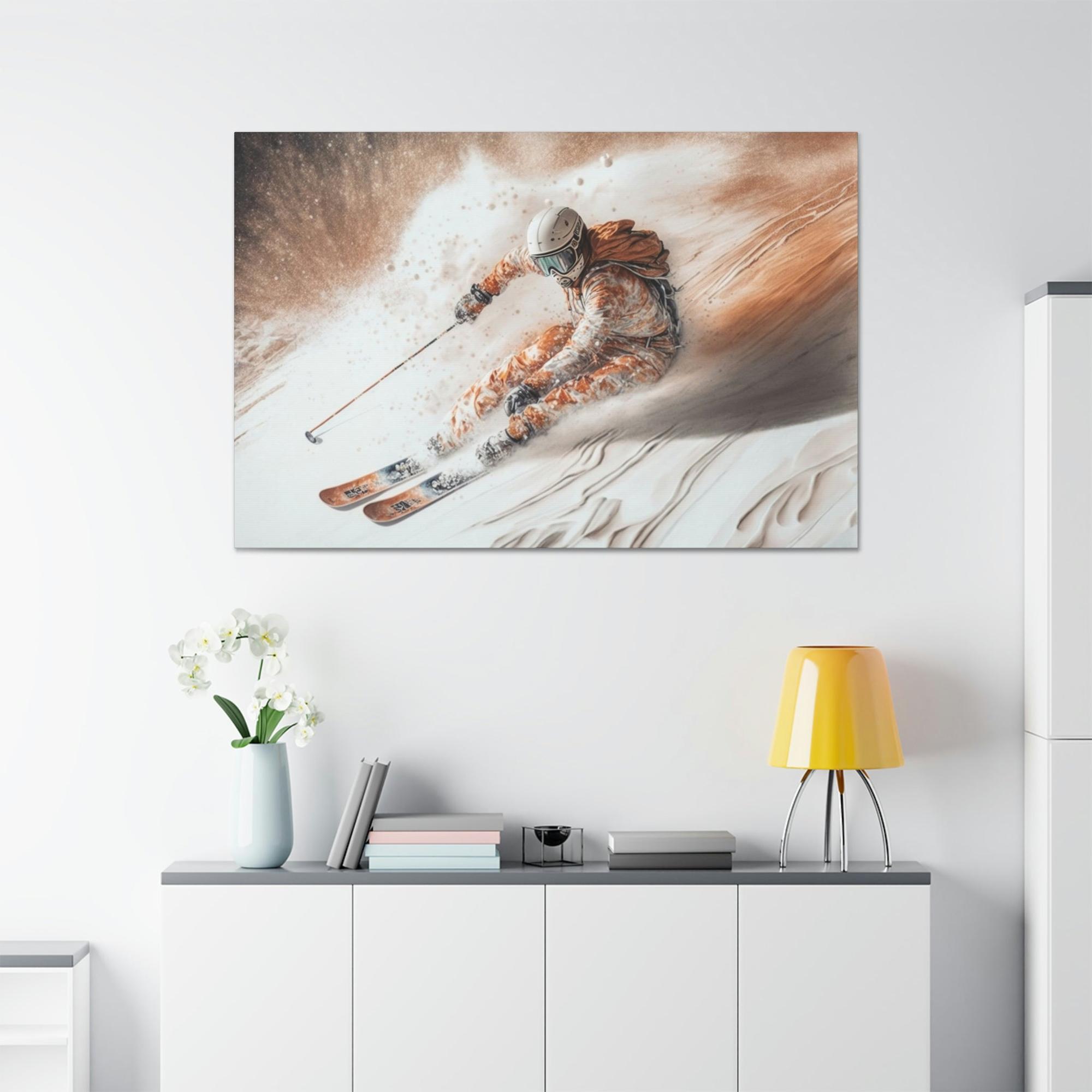 Skiing The Thrill of the Slopes: A Skiing Adventure on Canvas