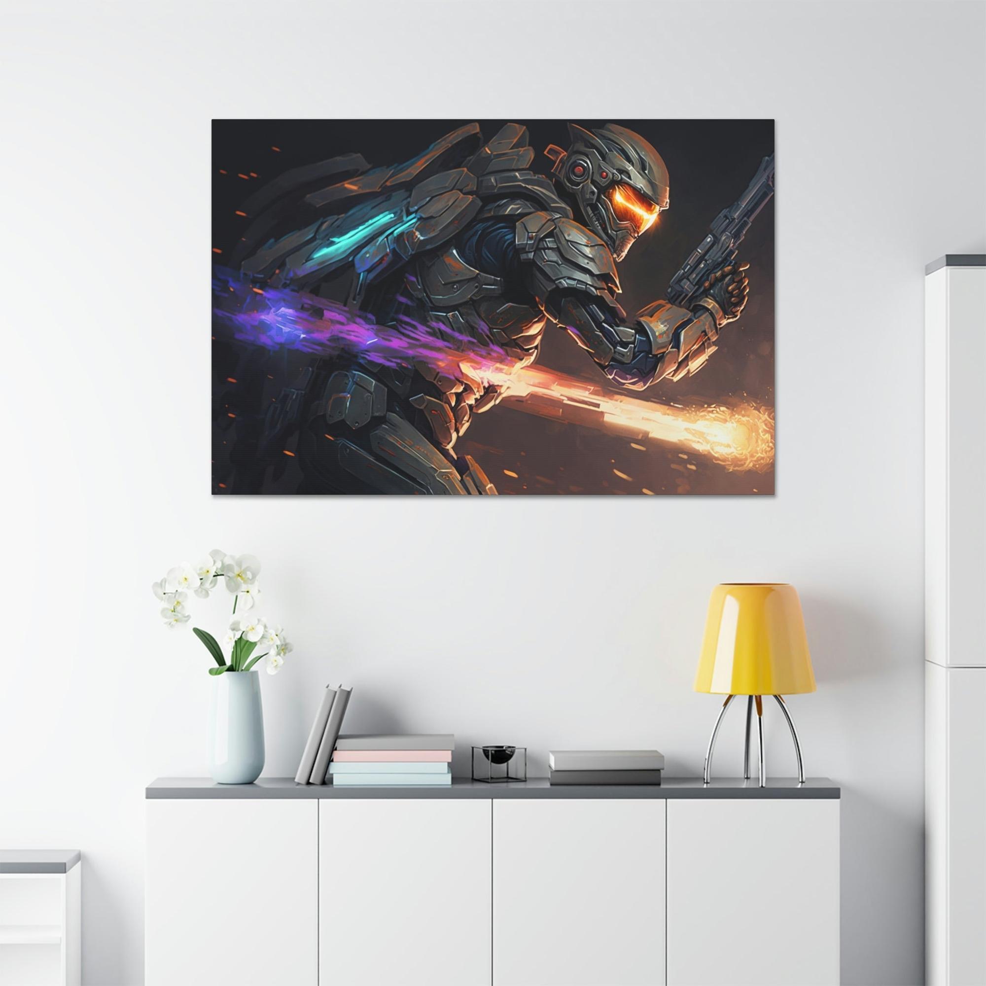 Halo Haloed in Light: A Heavenly Portrait on Canvas