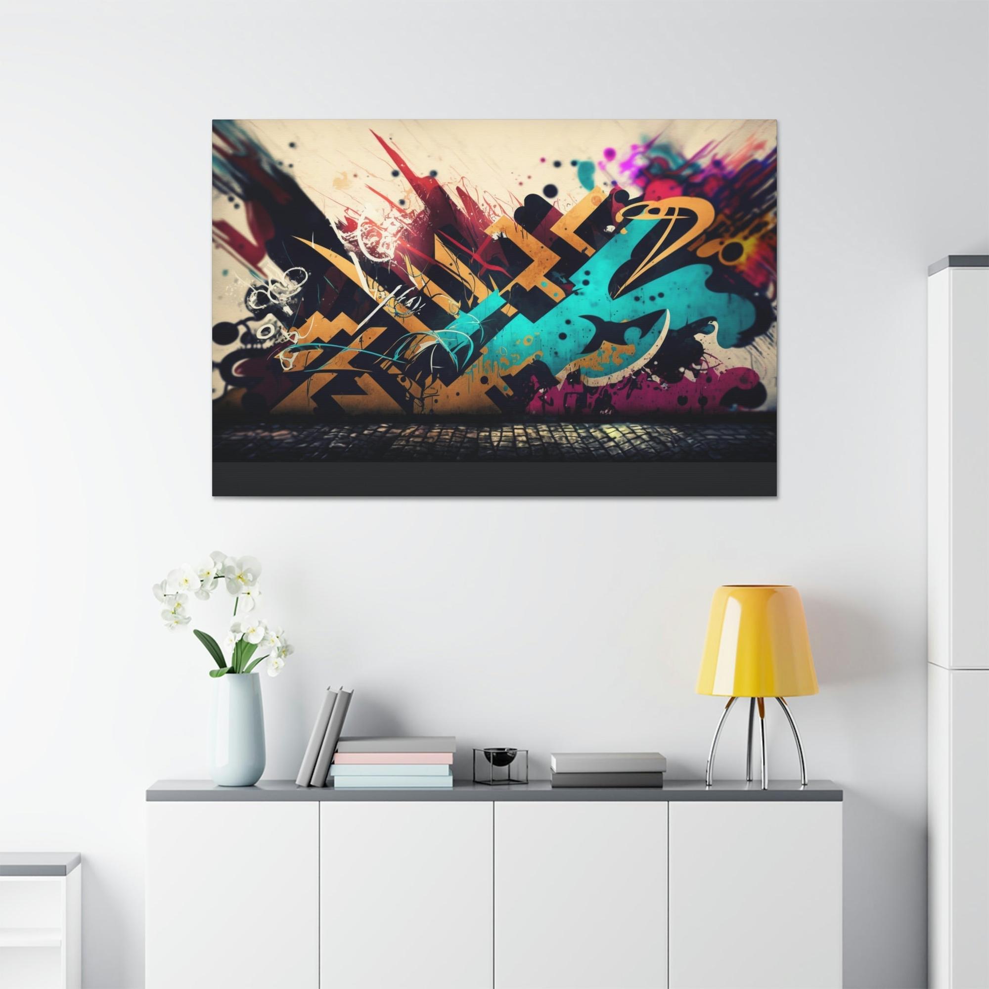 Abstract Graffiti Framed Canvas & Poster Print of Graffiti Art: A Burst of Energy