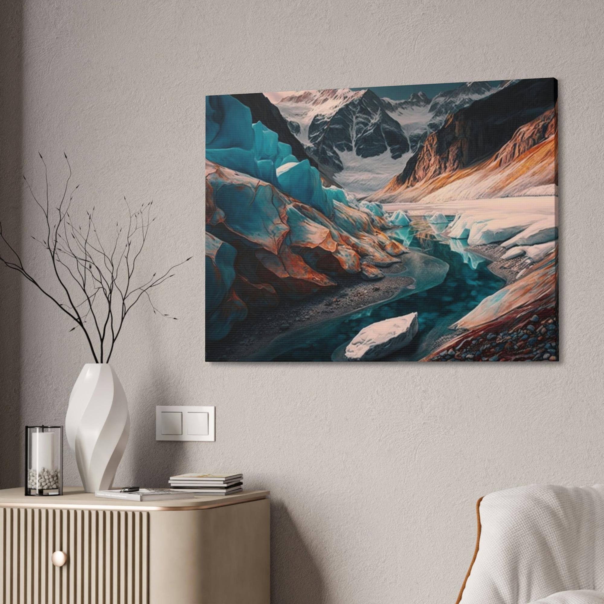 Glacier Nature's Frozen Symphony: Canvas Print of a Magnificent Glacier Landscape Art