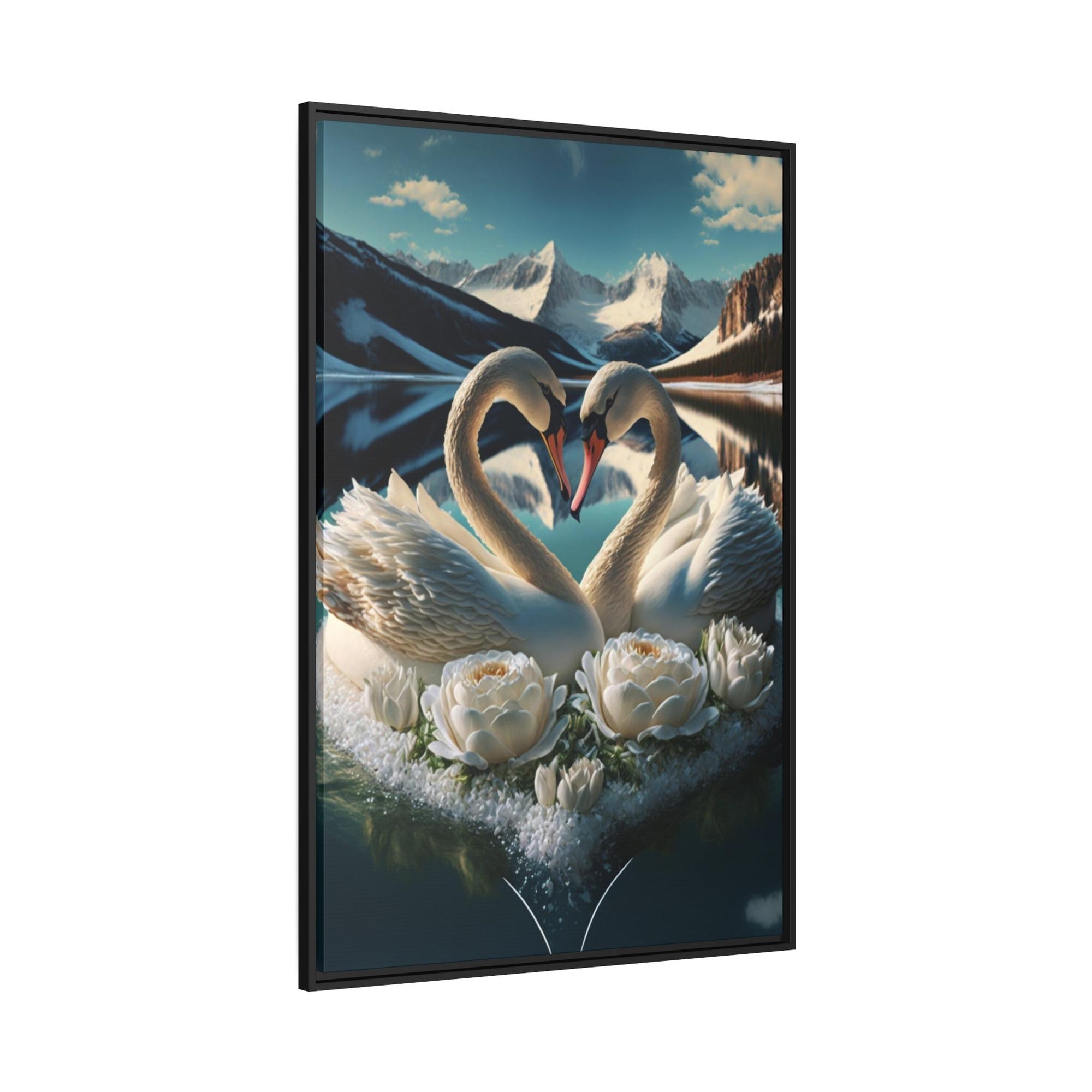 Swans The Majesty of Swans: Framed Canvas Print of These Beautiful Birds in Their Natural Element