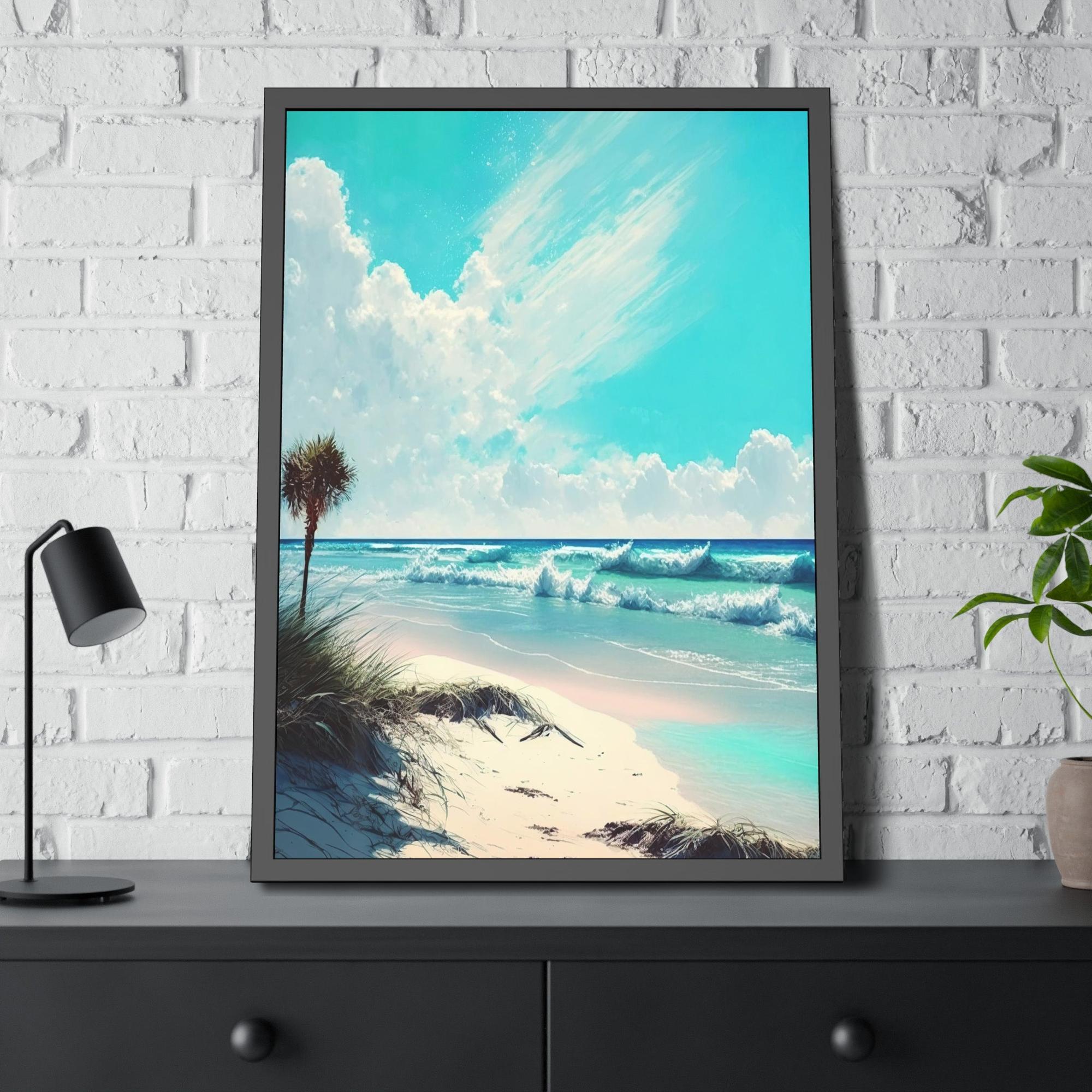 Island Beach Tropic Temptation: Poster of an Enchanting Island Beach on High-Quality Print