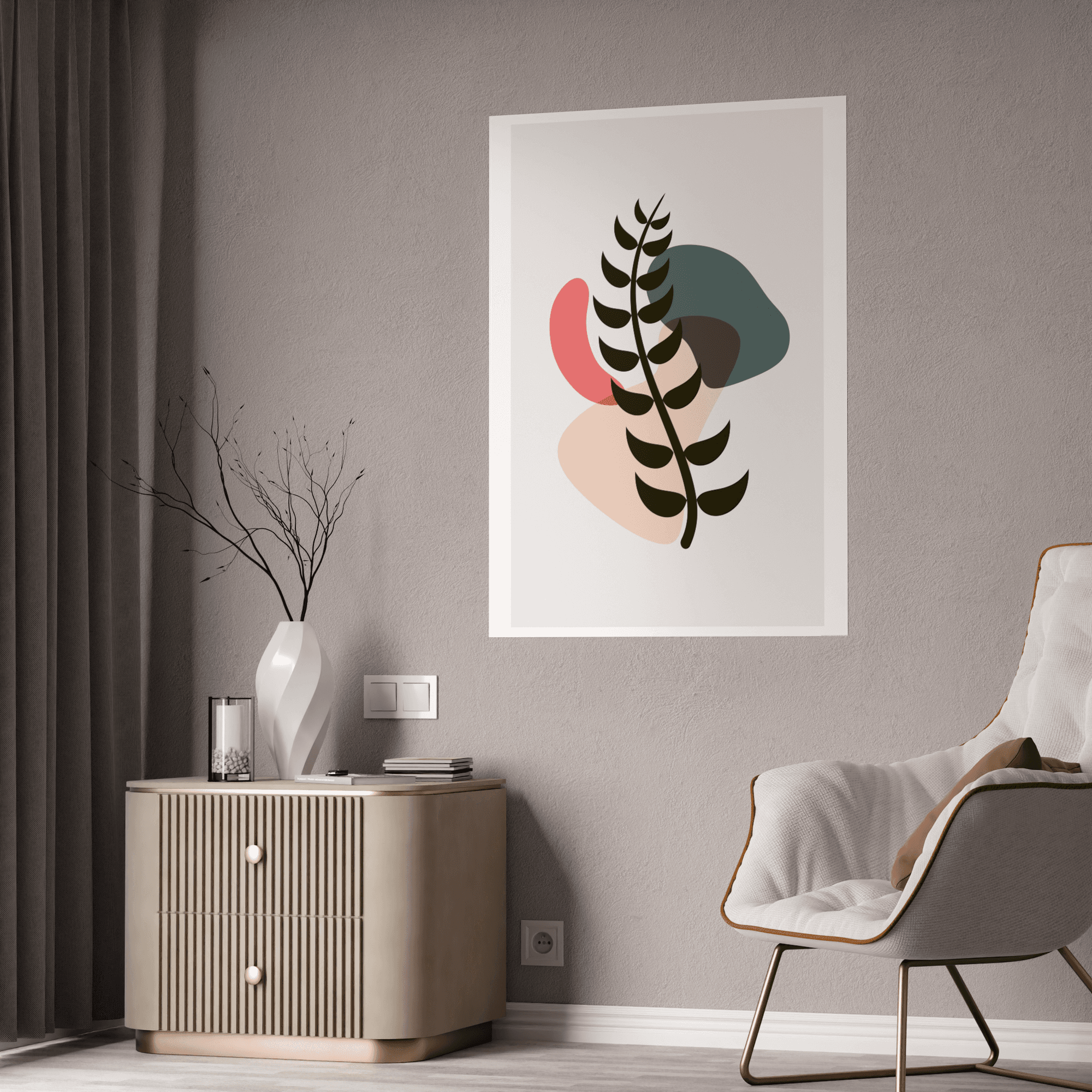 Abstract Minimalist Natural Canvas Art: Abstract Minimalist Design with Earthy Tones