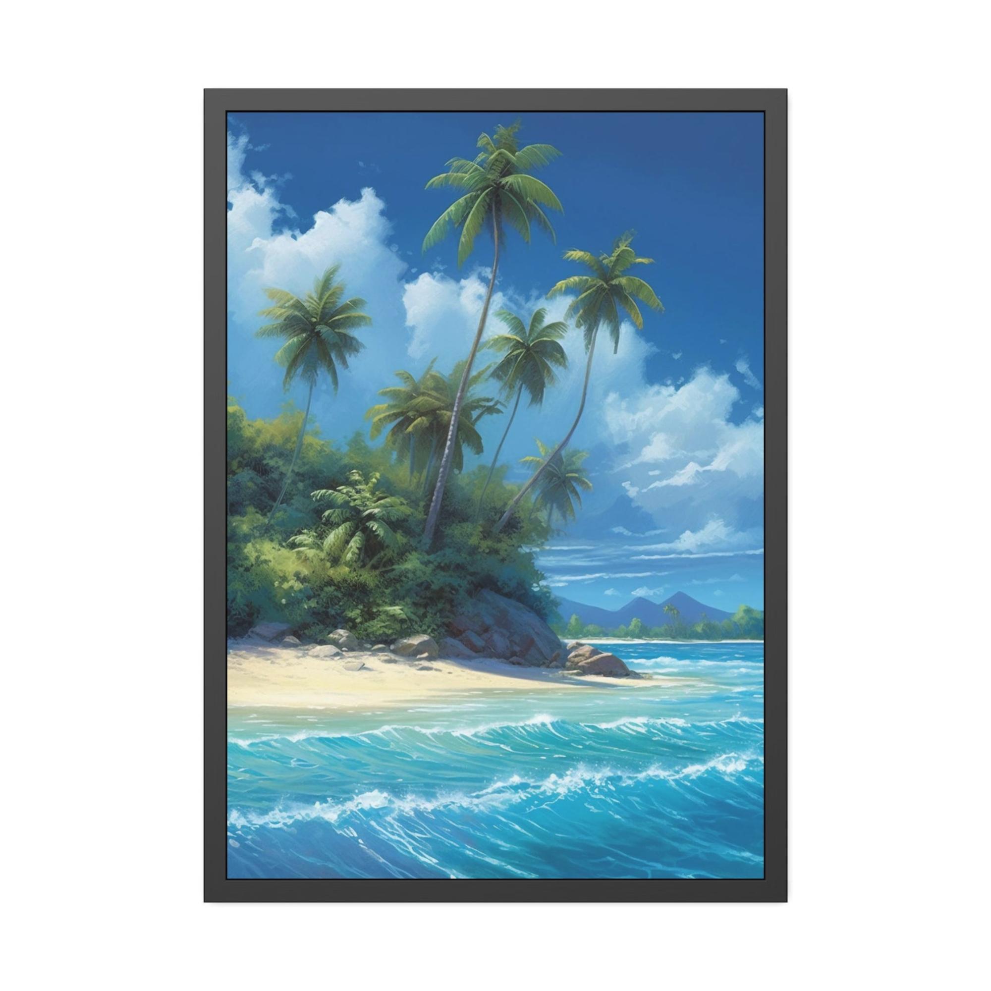 Island Beach Oceanic Wonders: Canvas Print of a Majestic Beach on an Island